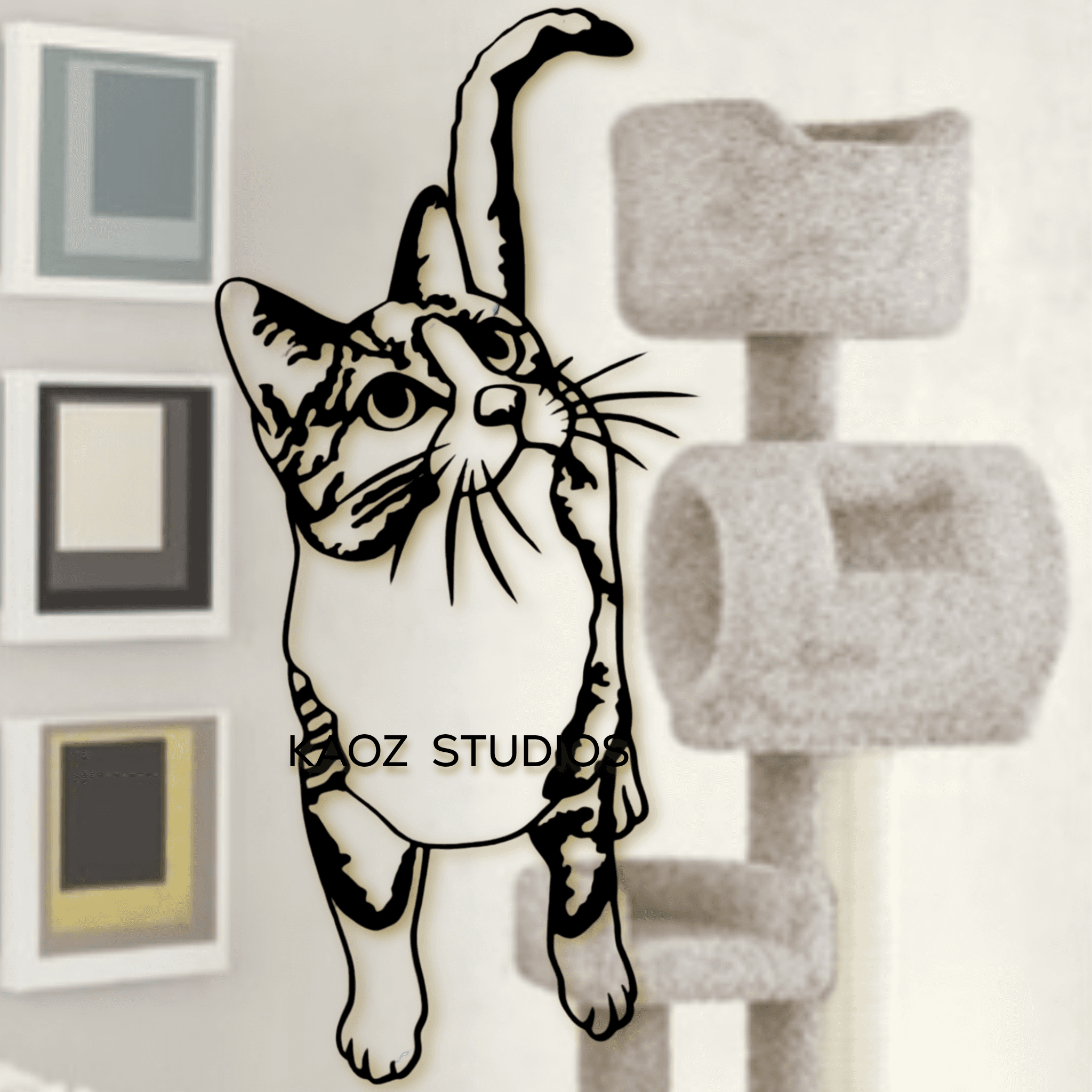 Domestic House Cat wall art realistic kitty wall decor 2d kitten decoration 3d model
