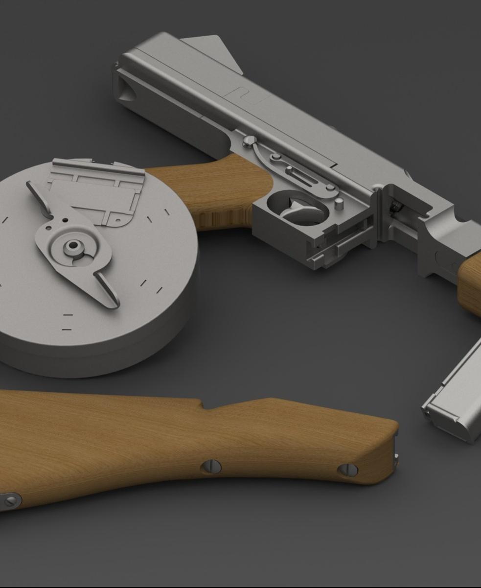 Thompson 1928 Sub-Machine Gun - Functional Assembly 3d model