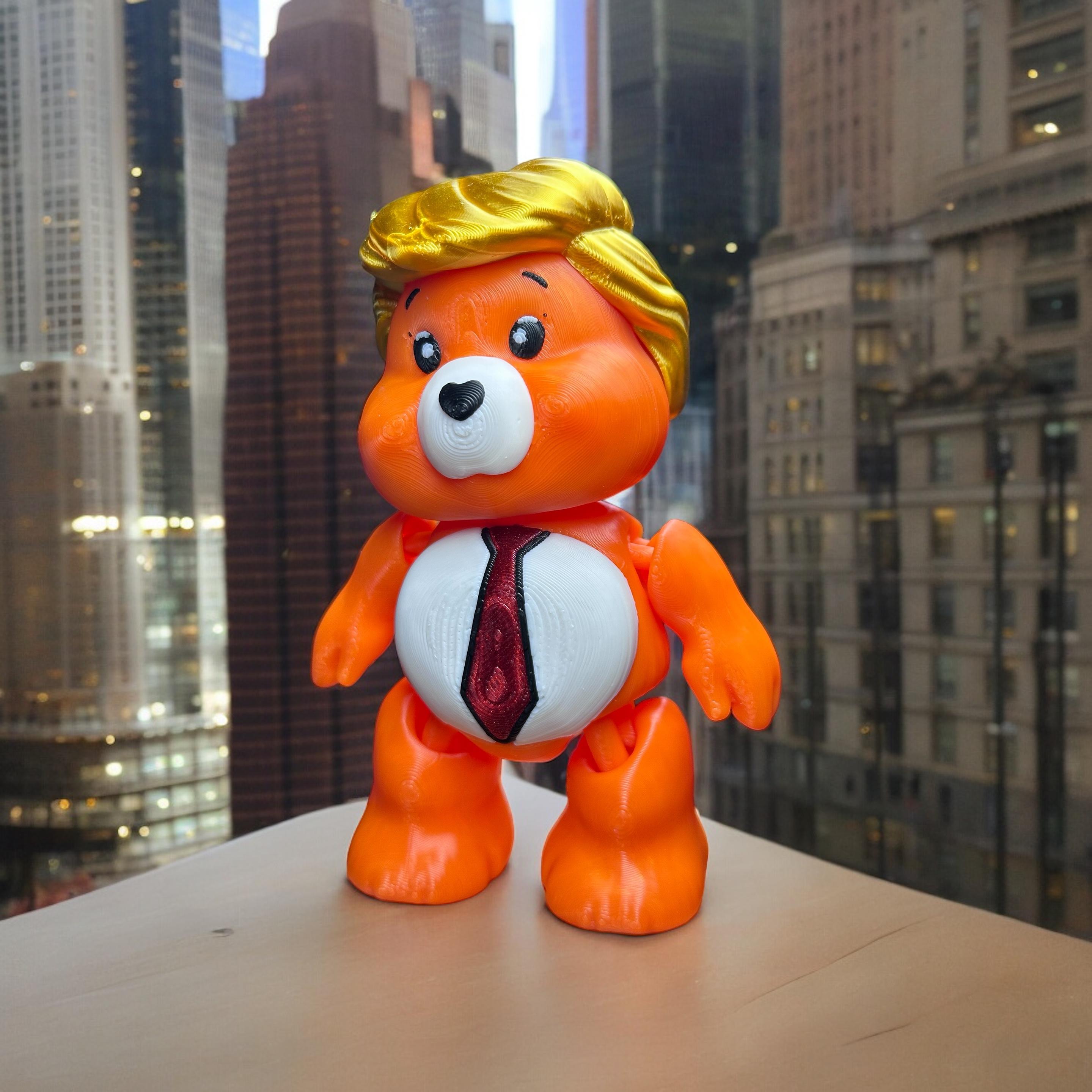 Trump Care Bear, Bears that don't care, Donald Trump, Print in Place, Articulated, Flexi, Flexible 3d model