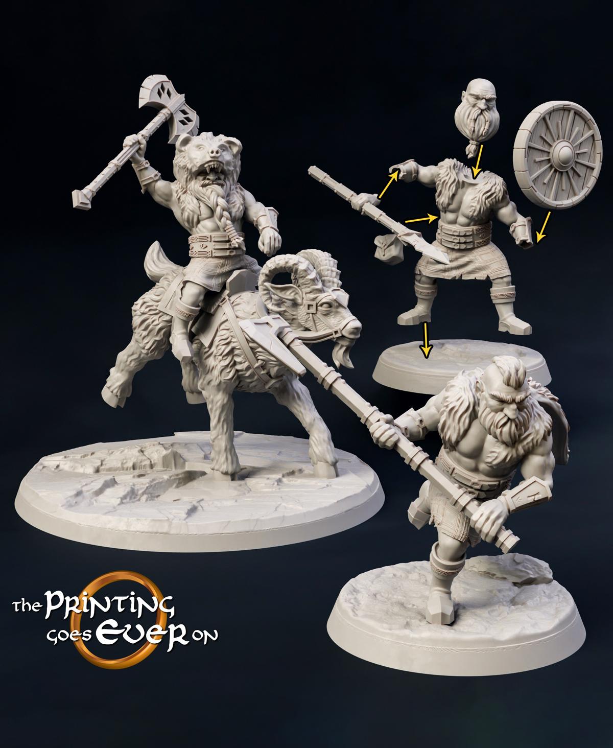 Modular Dwarven Berserkers - On Foot and Mounted 3d model