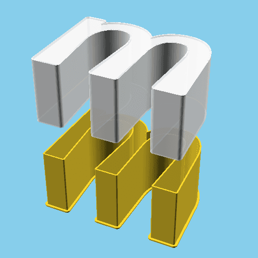 LATIN SMALL LETTER M, nestable box (v1) 3d model