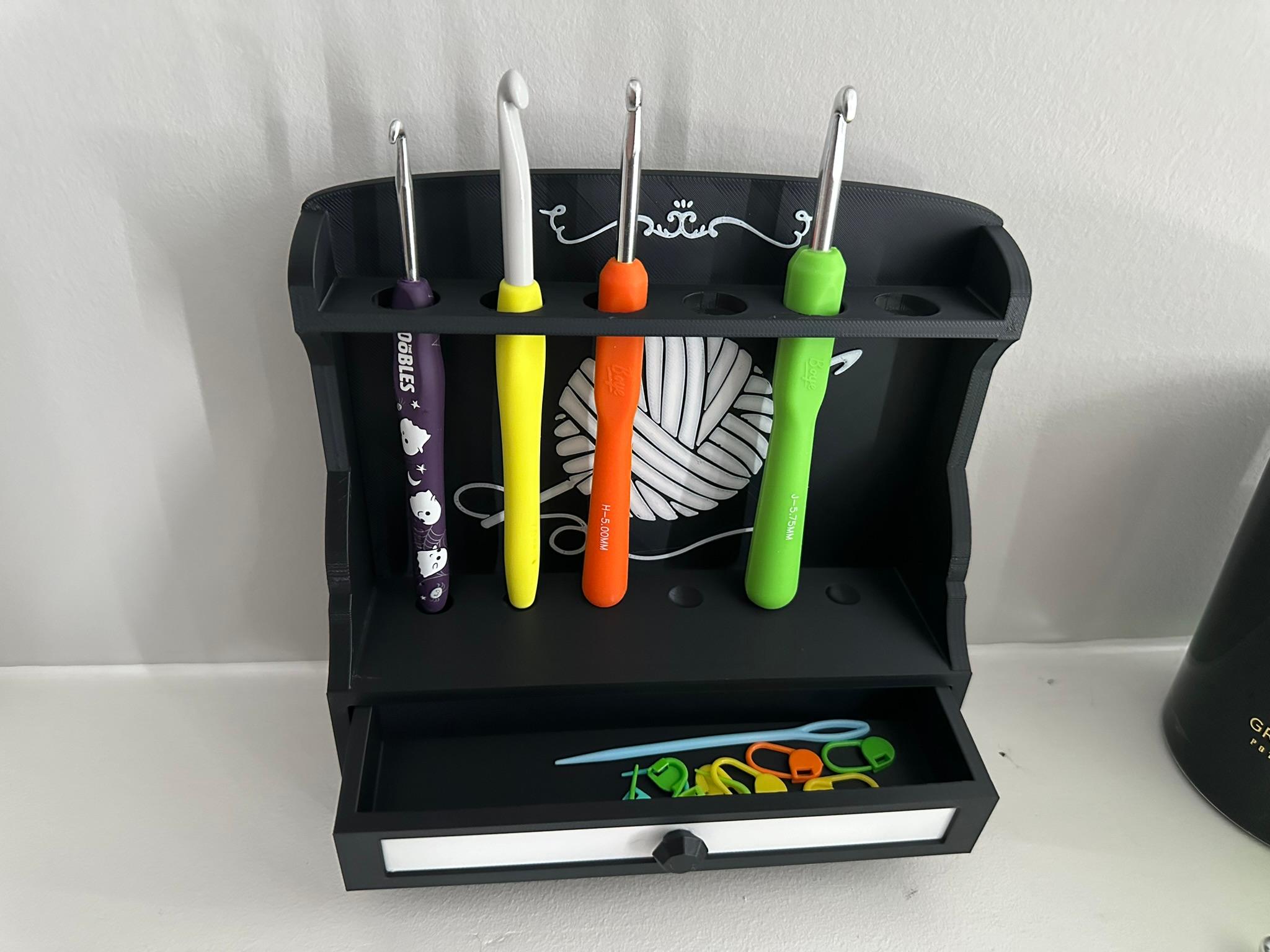 Crochet Hook Display with Drawer 3d model