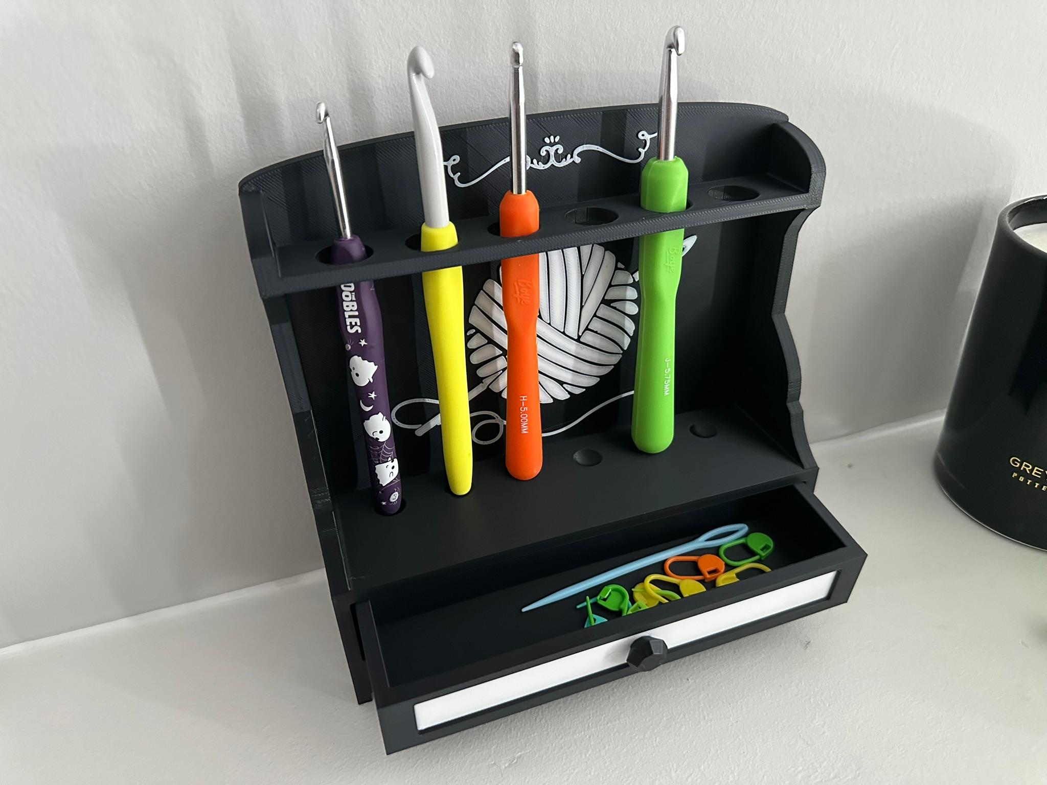 Crochet Hook Display with Drawer 3d model