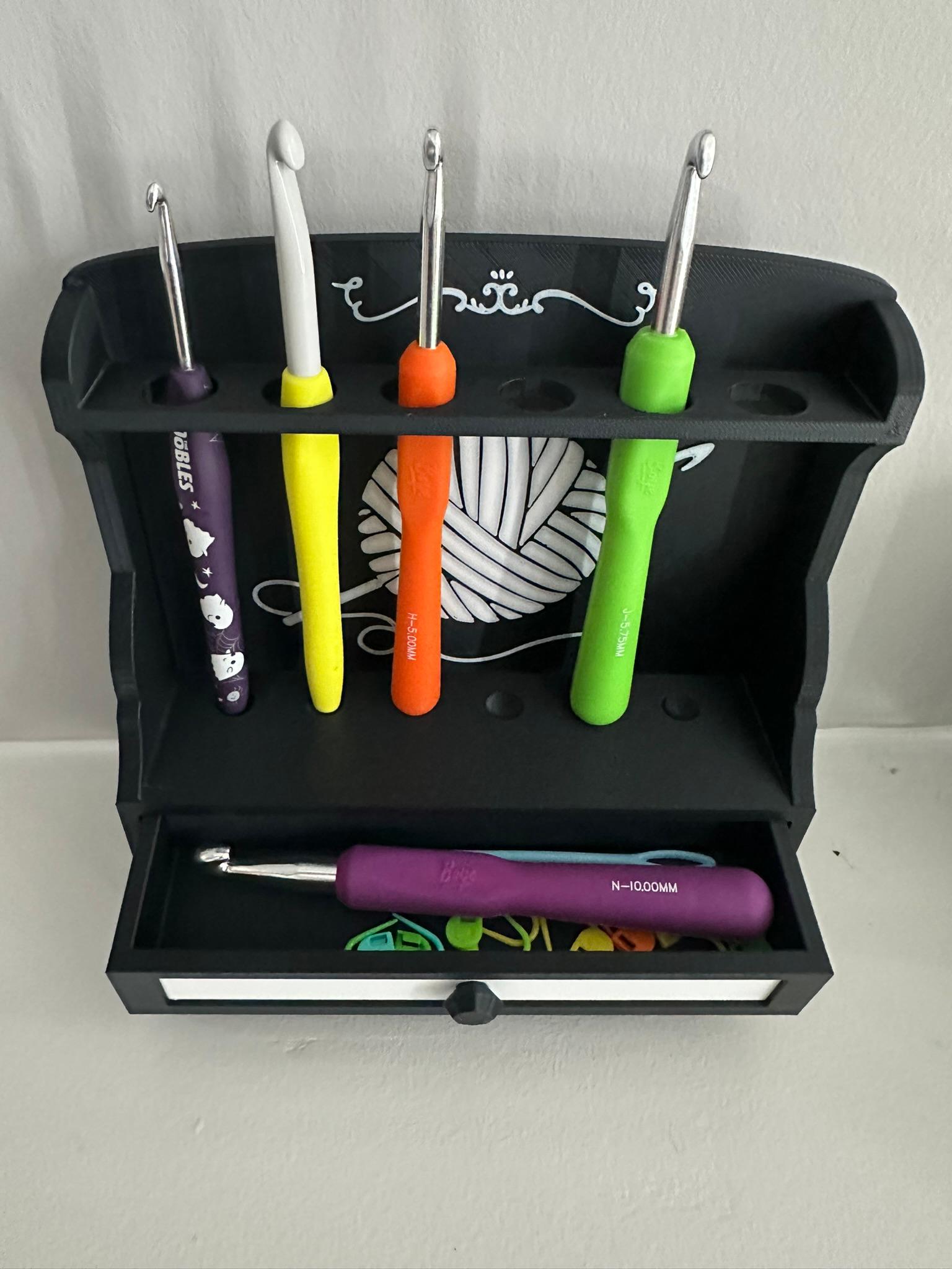 Crochet Hook Display with Drawer 3d model