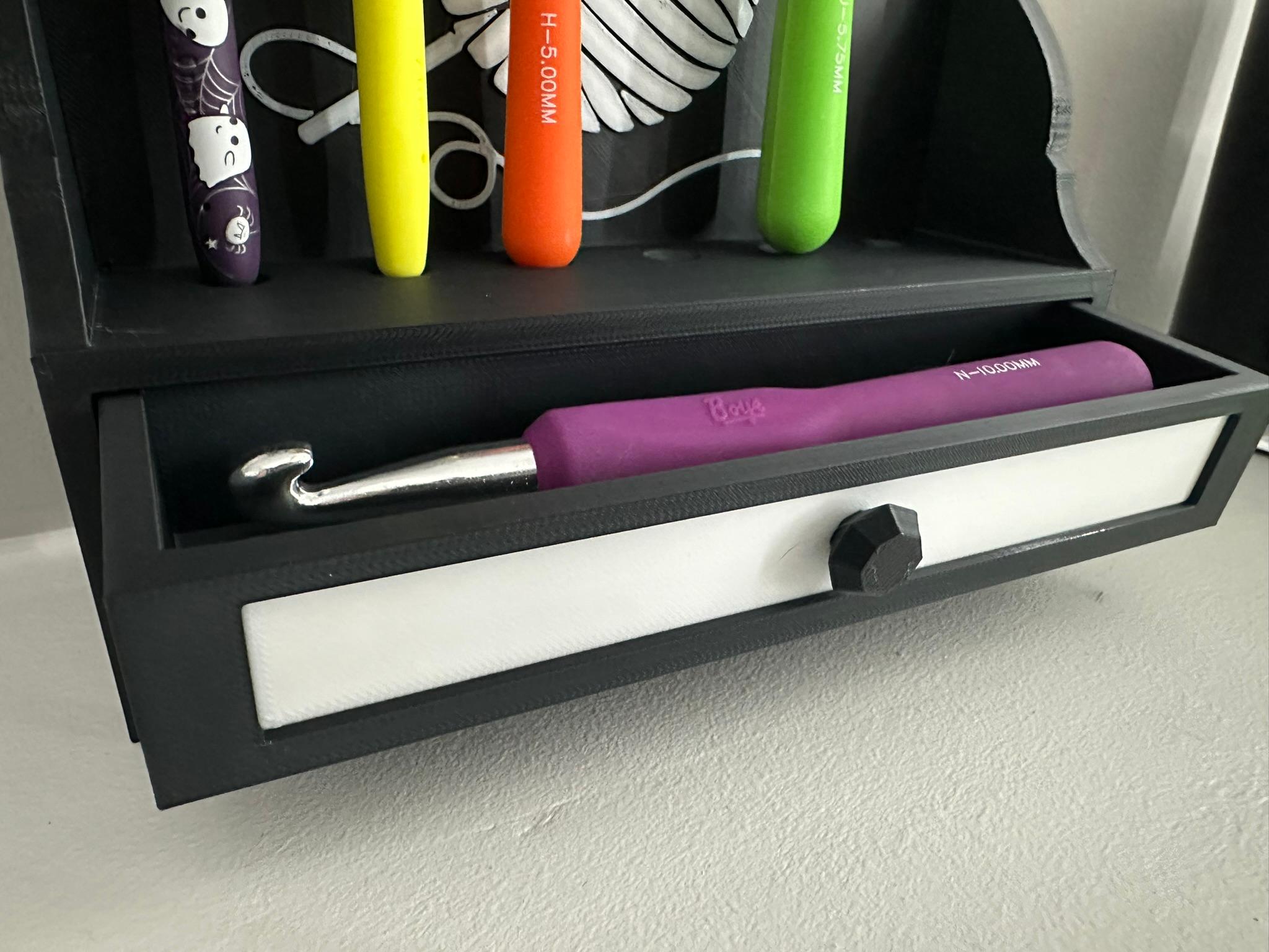 Crochet Hook Display with Drawer 3d model