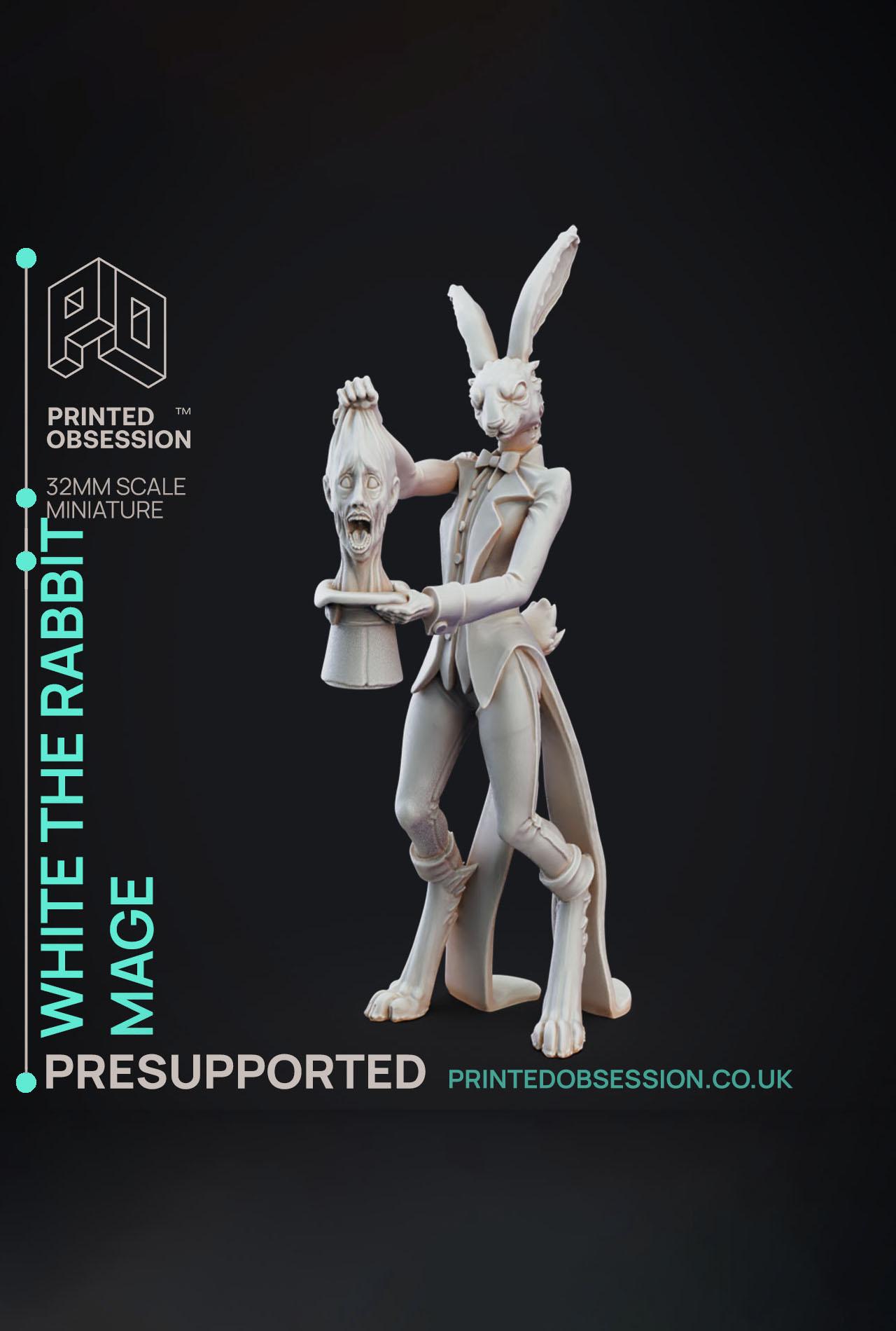 White the Rabbit - Jerry Circus of Horror - PRESUPPORTED - Illustrated and Stats - 32mm scale			 3d model