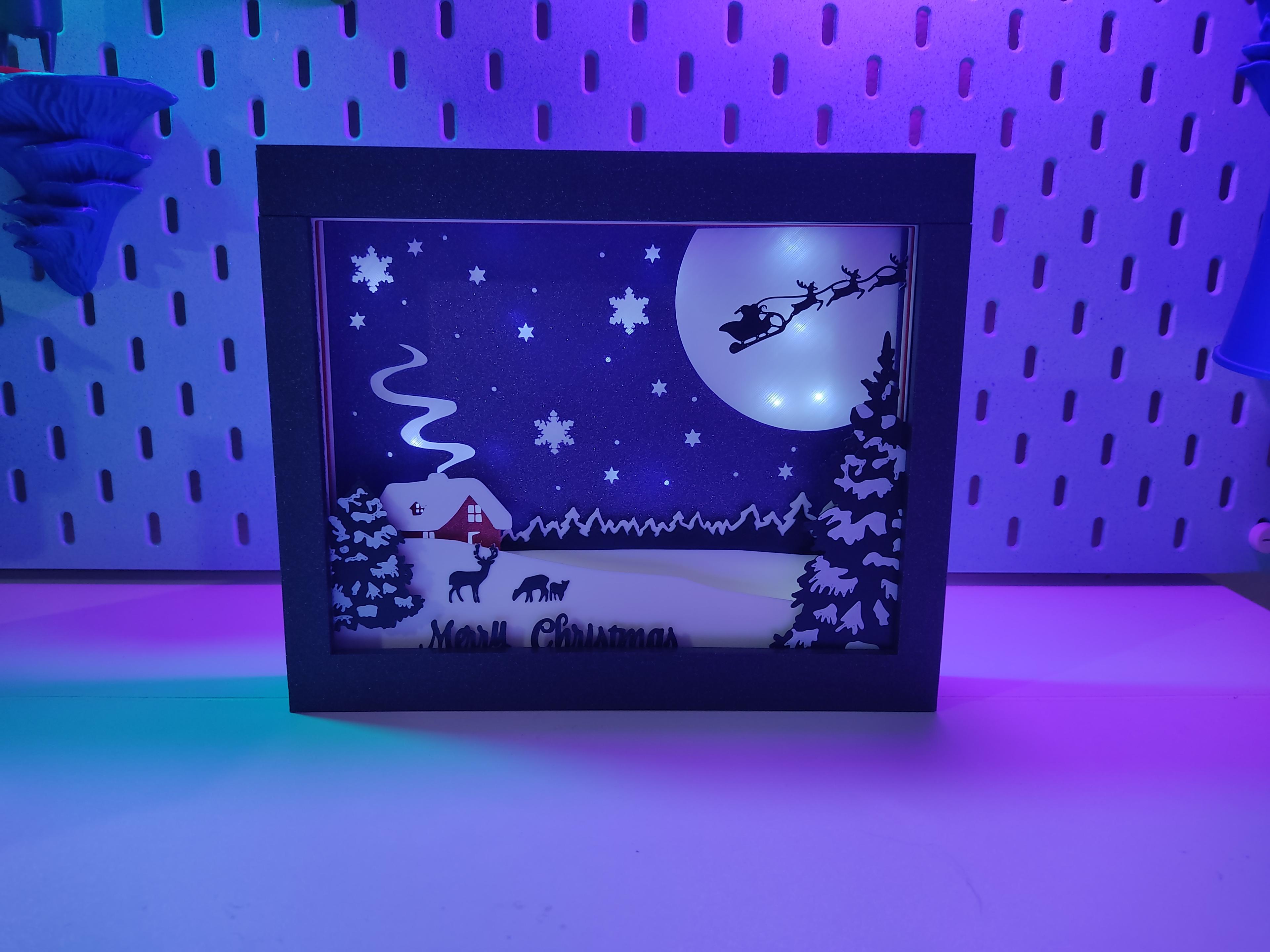 Christmas Light and Shadow Box, Santa Claus home 3d model