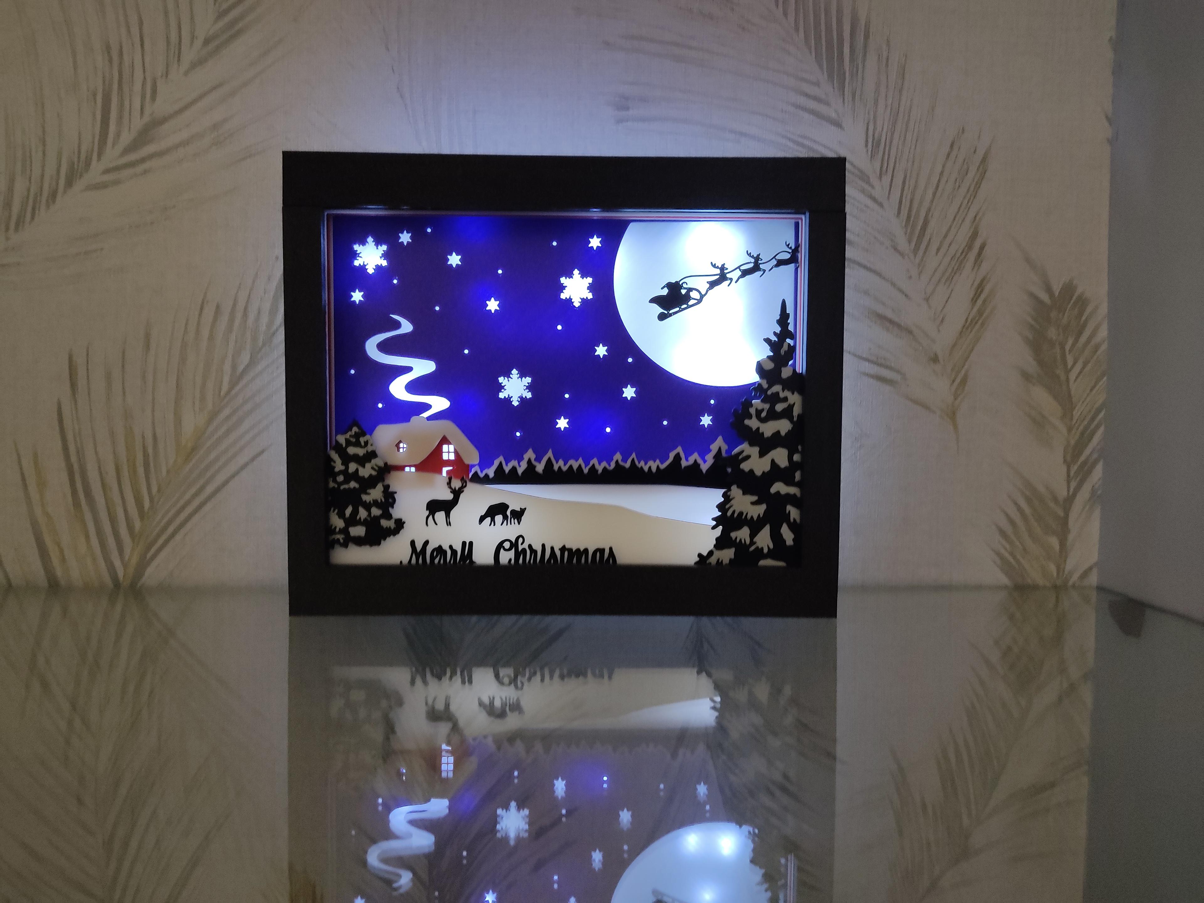 Christmas Light and Shadow Box, Santa Claus home 3d model