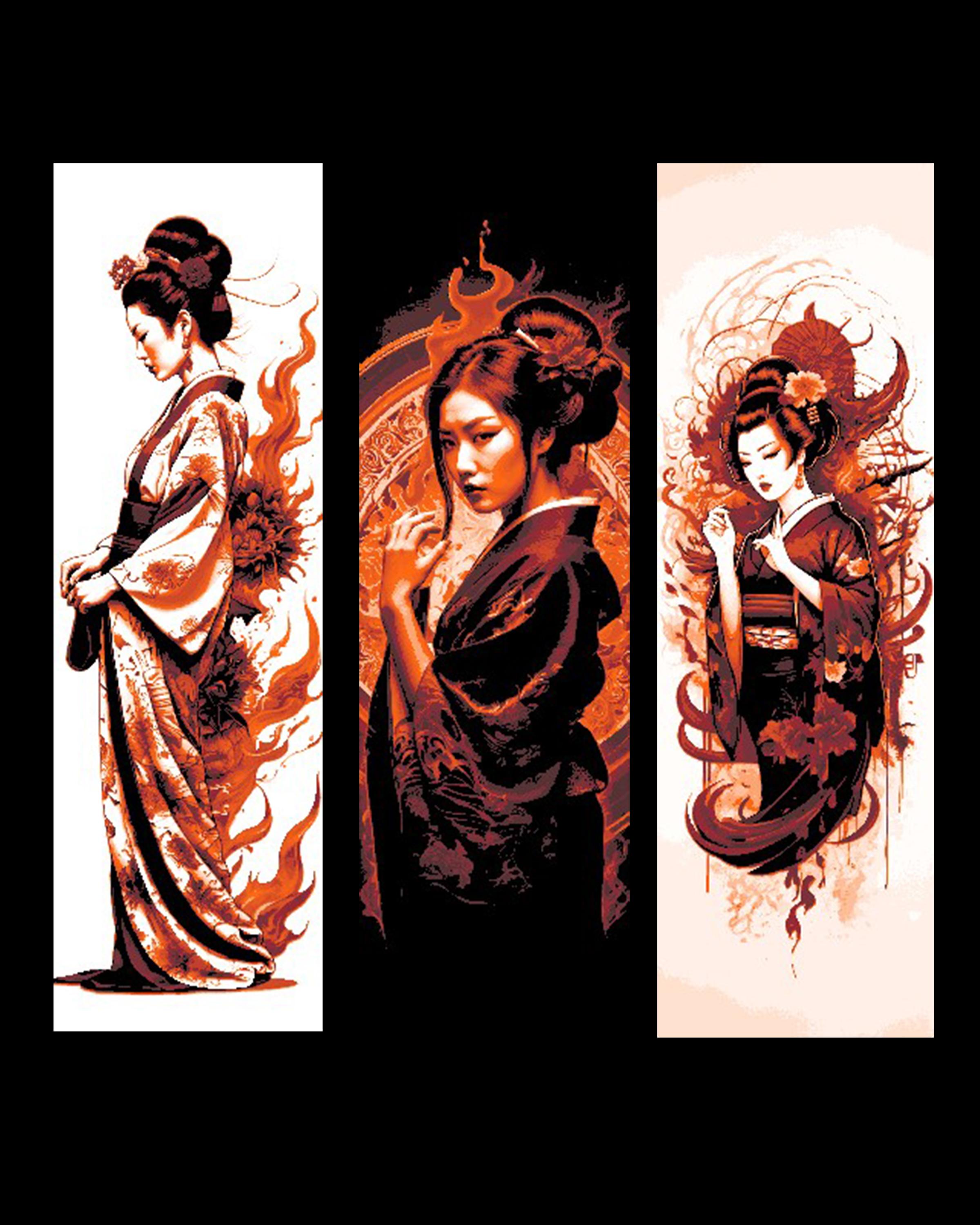 The beautiful and Mysterious Geisha - Set of 3 Bookmarks 3d model