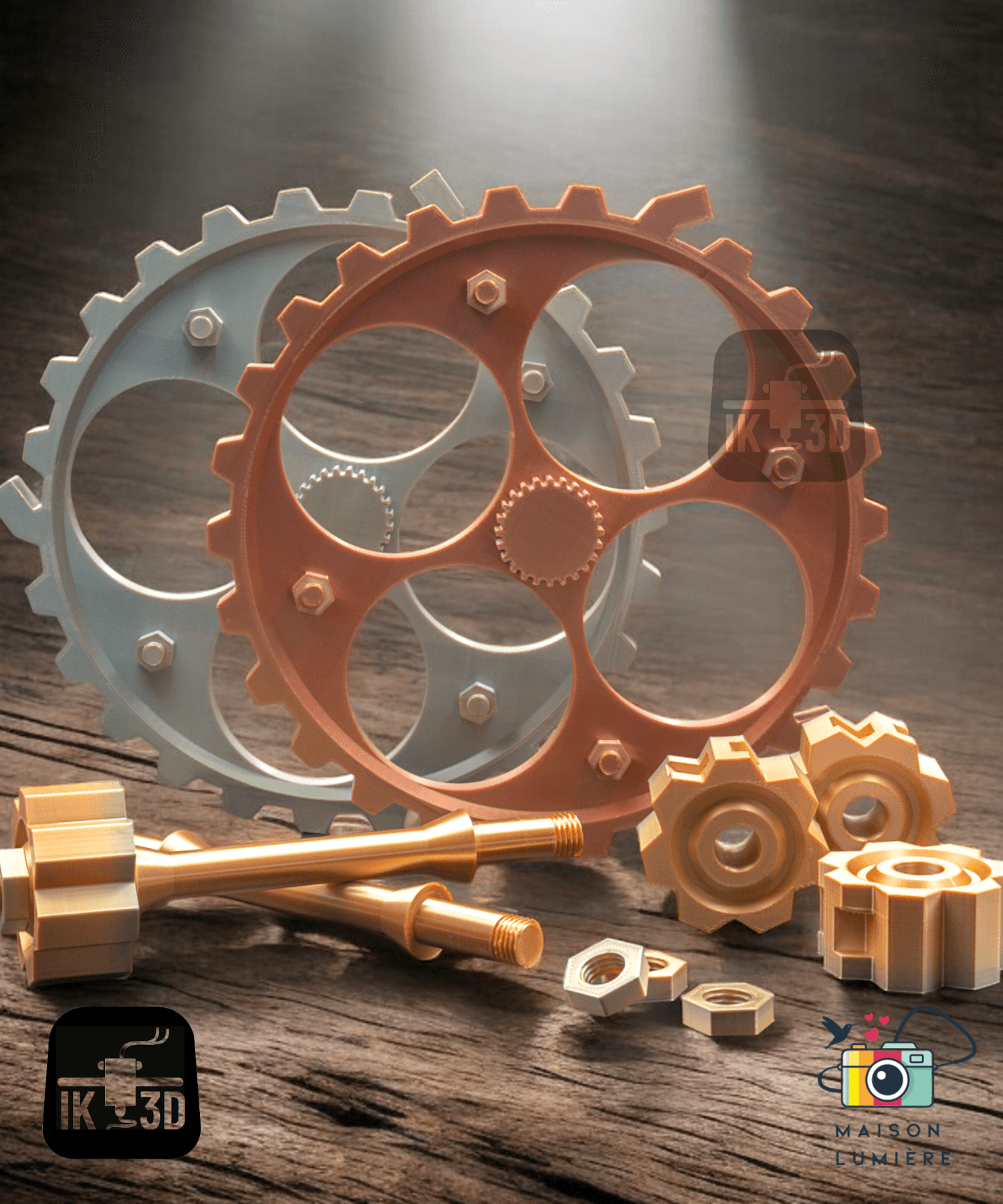 Steampunk Gears Wine Rack / Easy Print 3d model