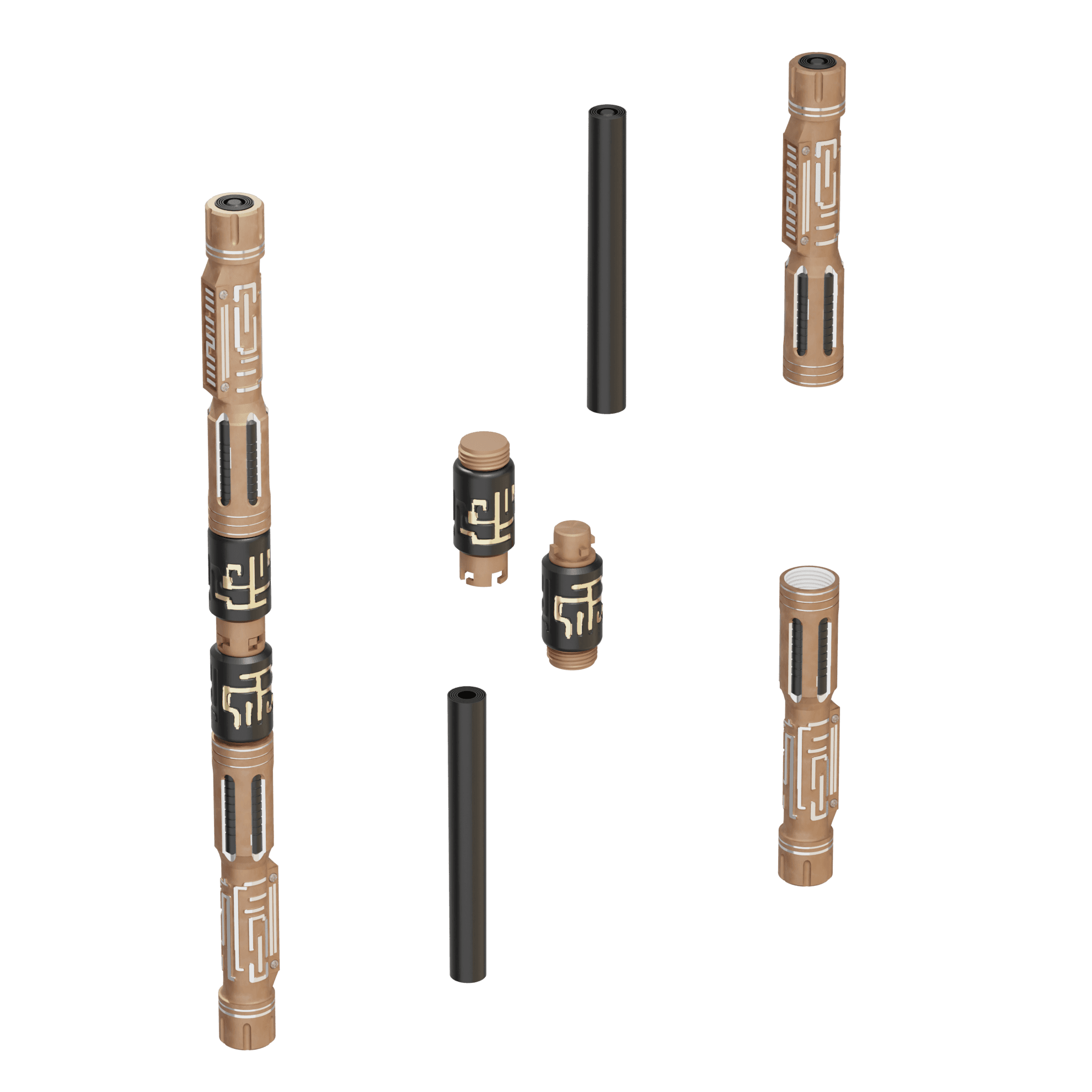 Print in Place Connecting Double Lightsaber Concept 5 3d model