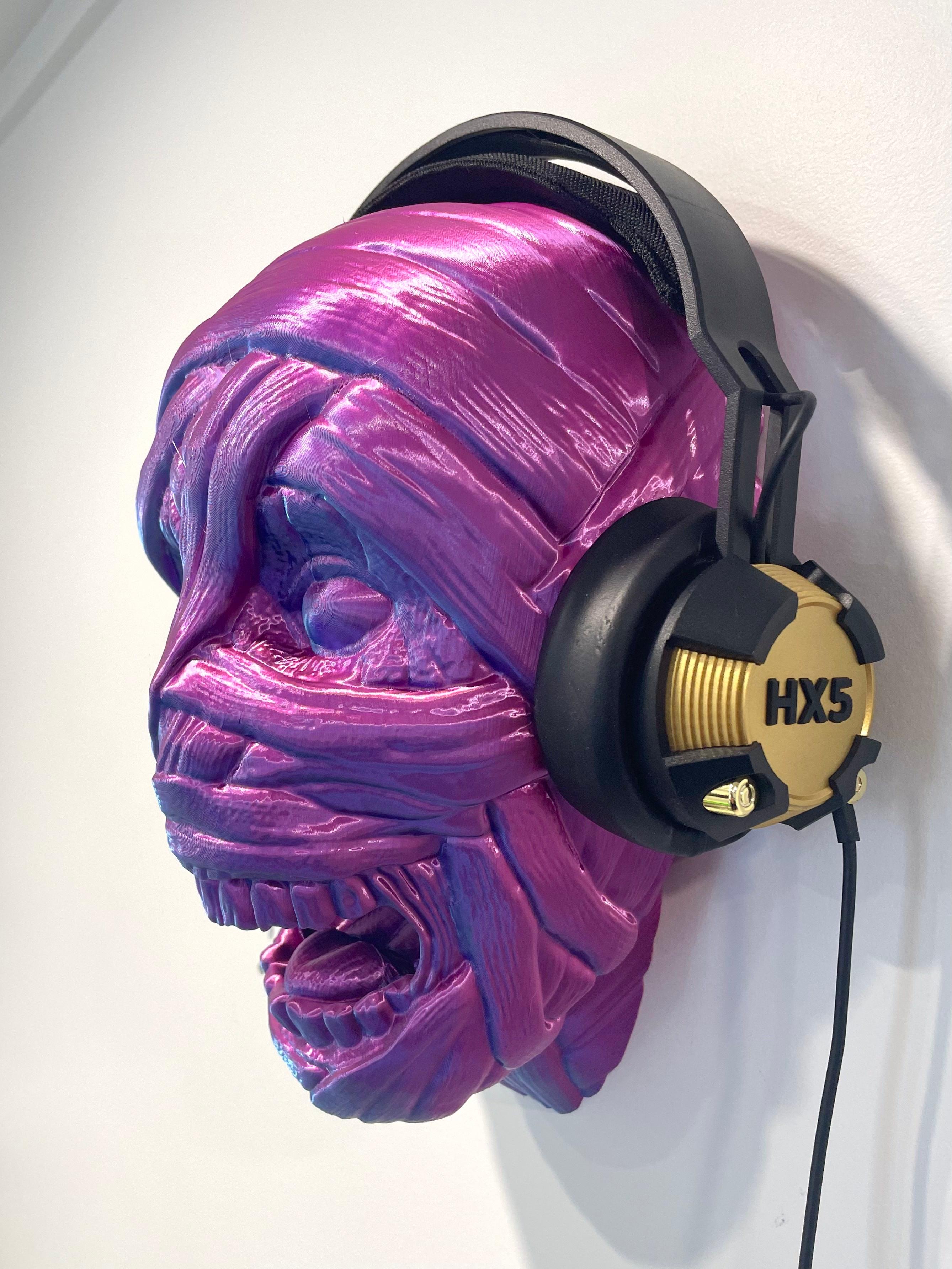 Mummy Head Wall Mounted Headphones Holder / No Supports 3d model