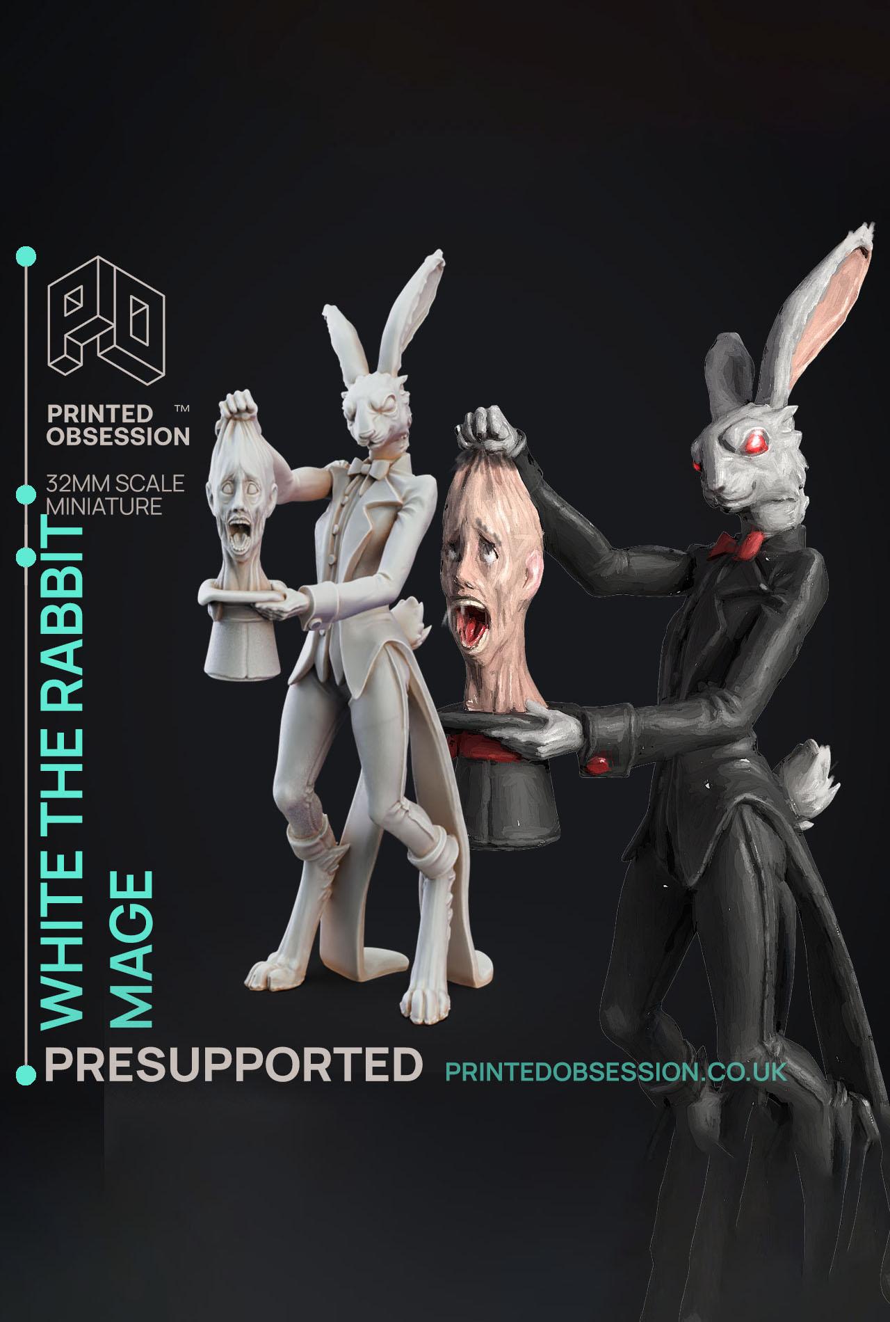 The White Rabbit Mage - Circus of Horrors - PRESUPPORTED - 32mm Scale 3d model