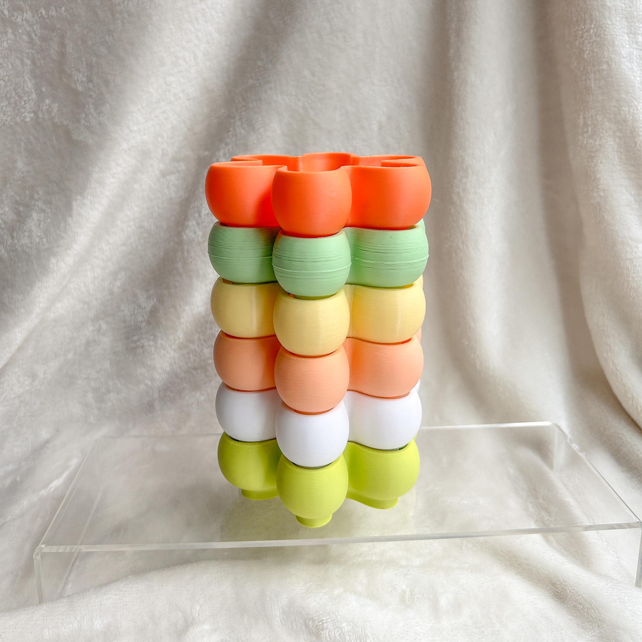 Groovy 70s Stackable Flower Tray: Color-Coding, Space-Saving Organizer for Little Knick-Knacks 3d model
