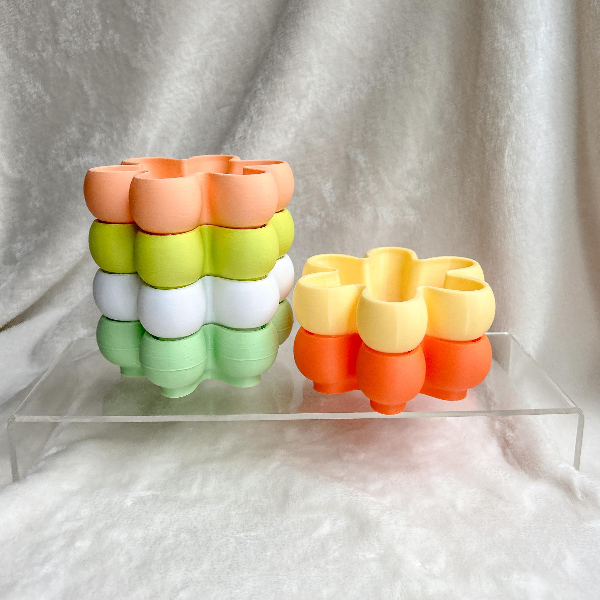 Groovy 70s Stackable Flower Tray: Color-Coding, Space-Saving Organizer for Little Knick-Knacks 3d model