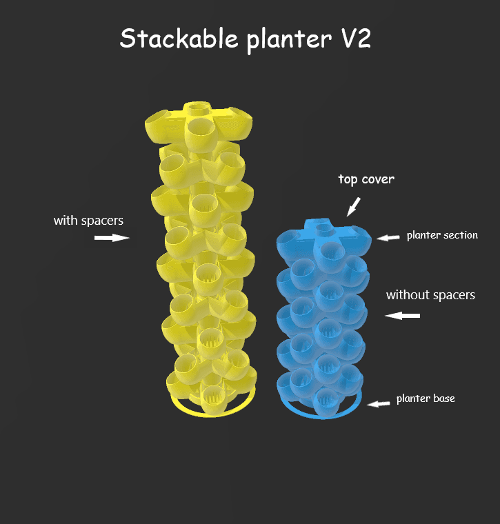 STACKABLE PLANTER V2 SUPPORT FREE 3d model