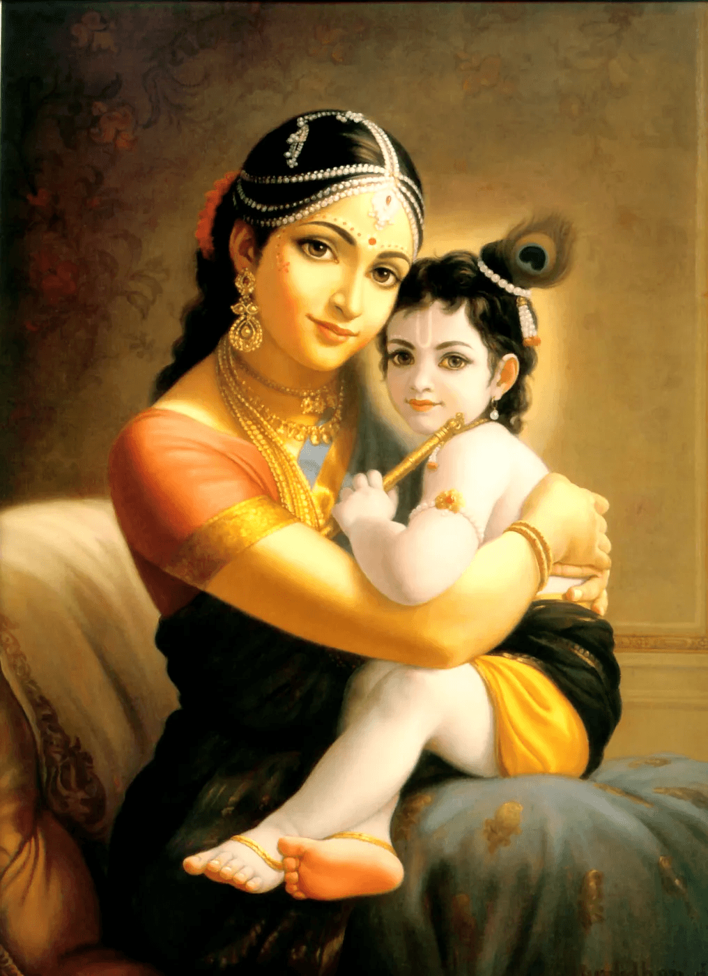 Baby Krishna with Mother Yashoda -[Easy to Print Filament Painting] 3d model