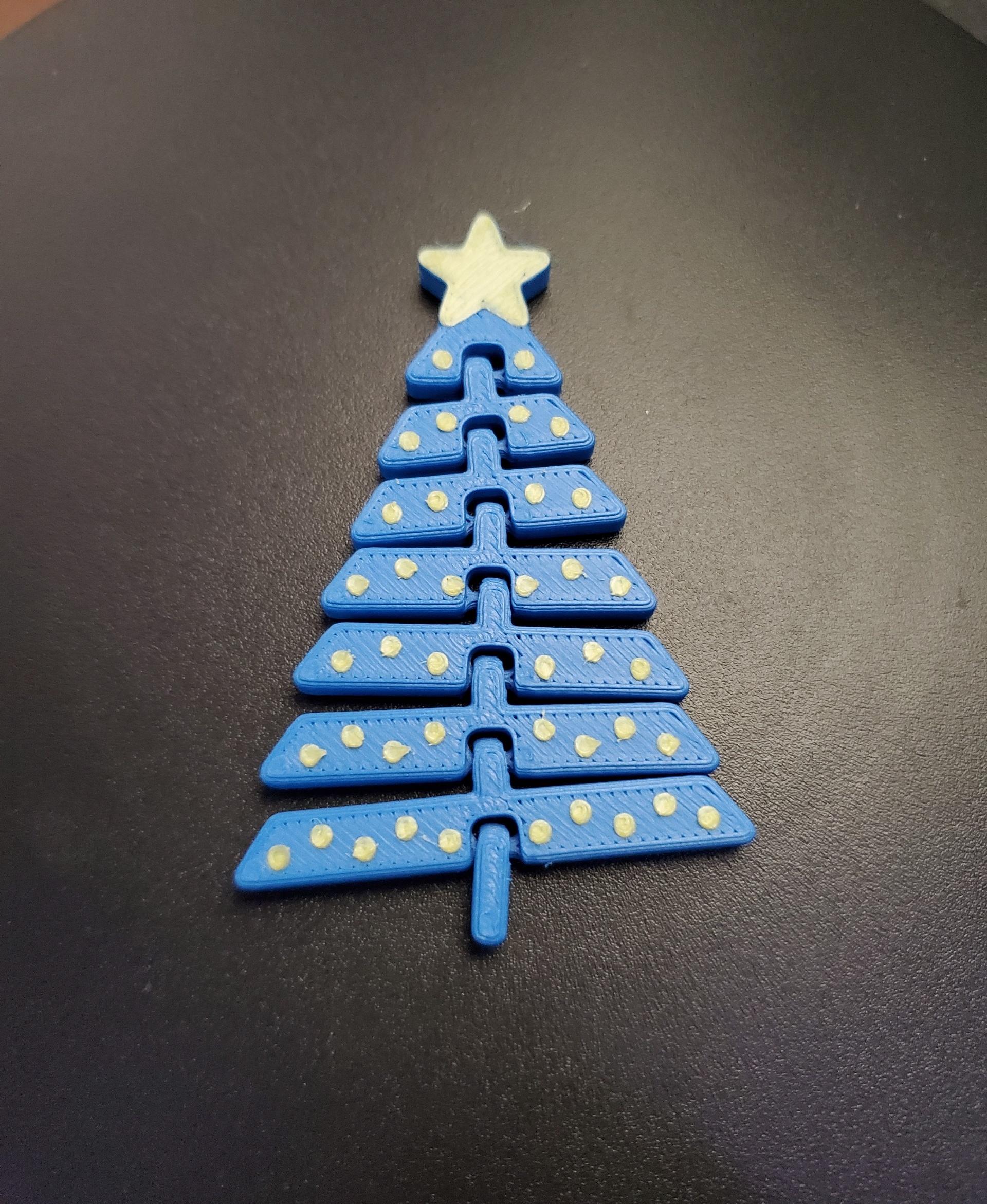 Articulated Christmas Tree with Star and Ornaments - Print in place fidget toys - 3mf - polyterra sapphire blue - 3d model
