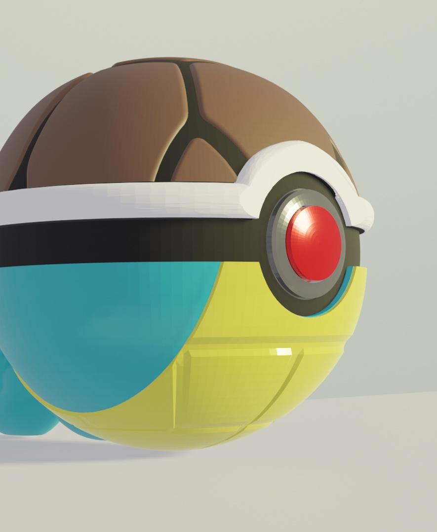 SquirBall Squirtle Themed Opening Pokeball - Fan Art 3d model