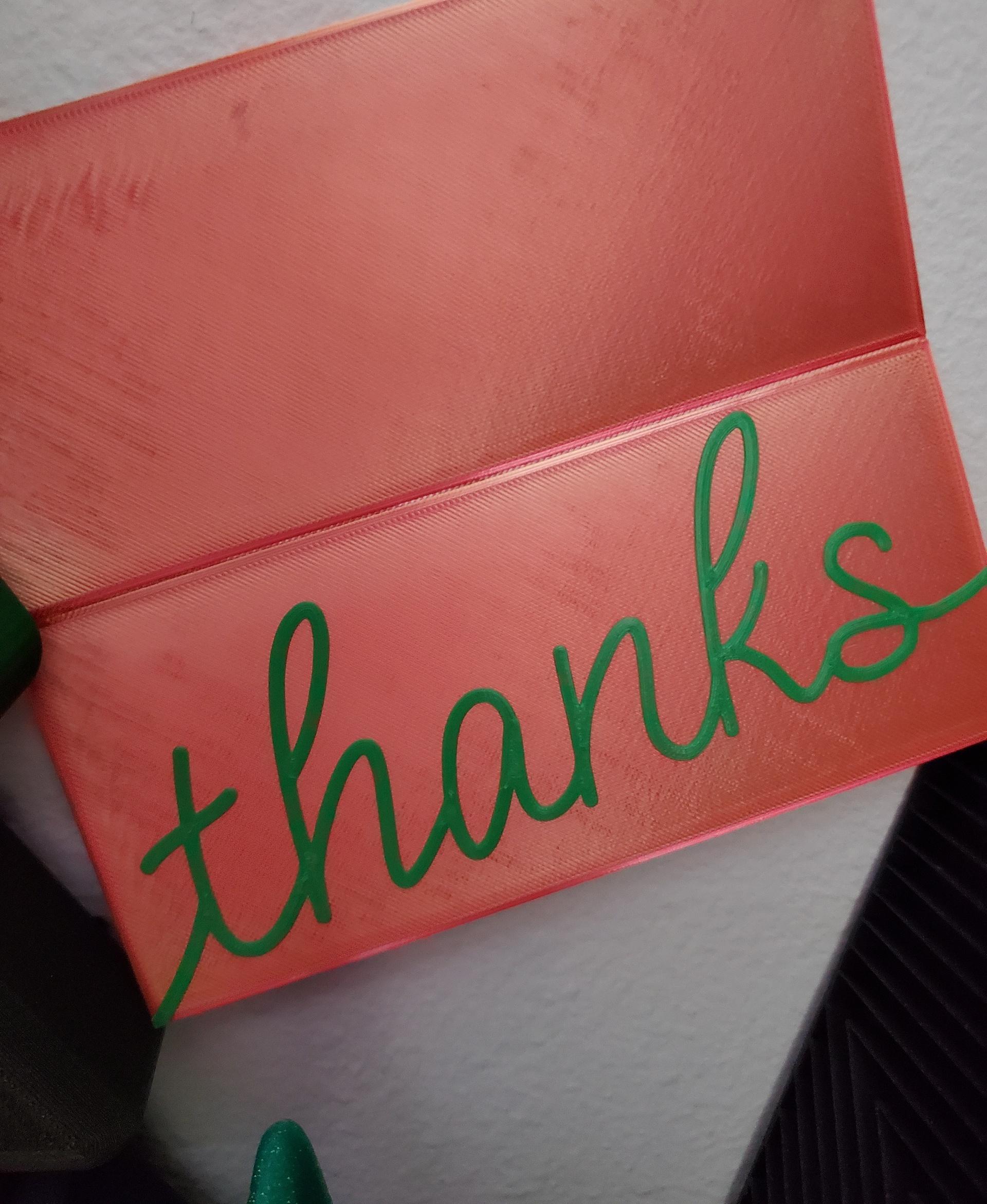 "thanks" Folded Card for Cash Gifts | Fits cash envelopes from the bank | Sized for US bank notes 3d model