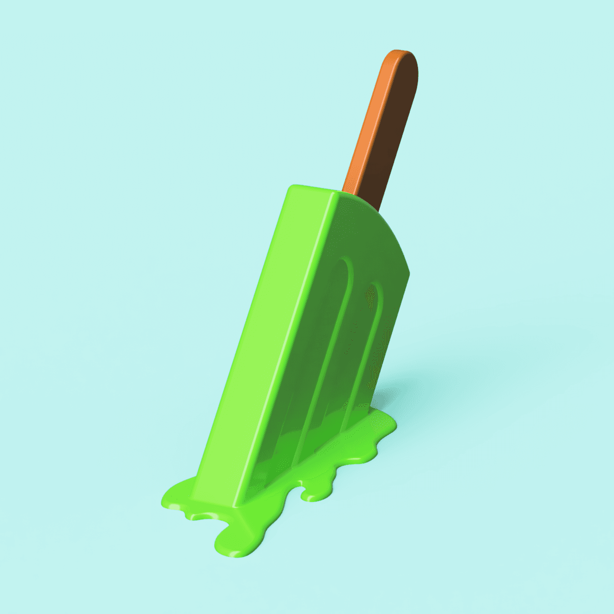 Melted Ice Cream Popsicle 3d model