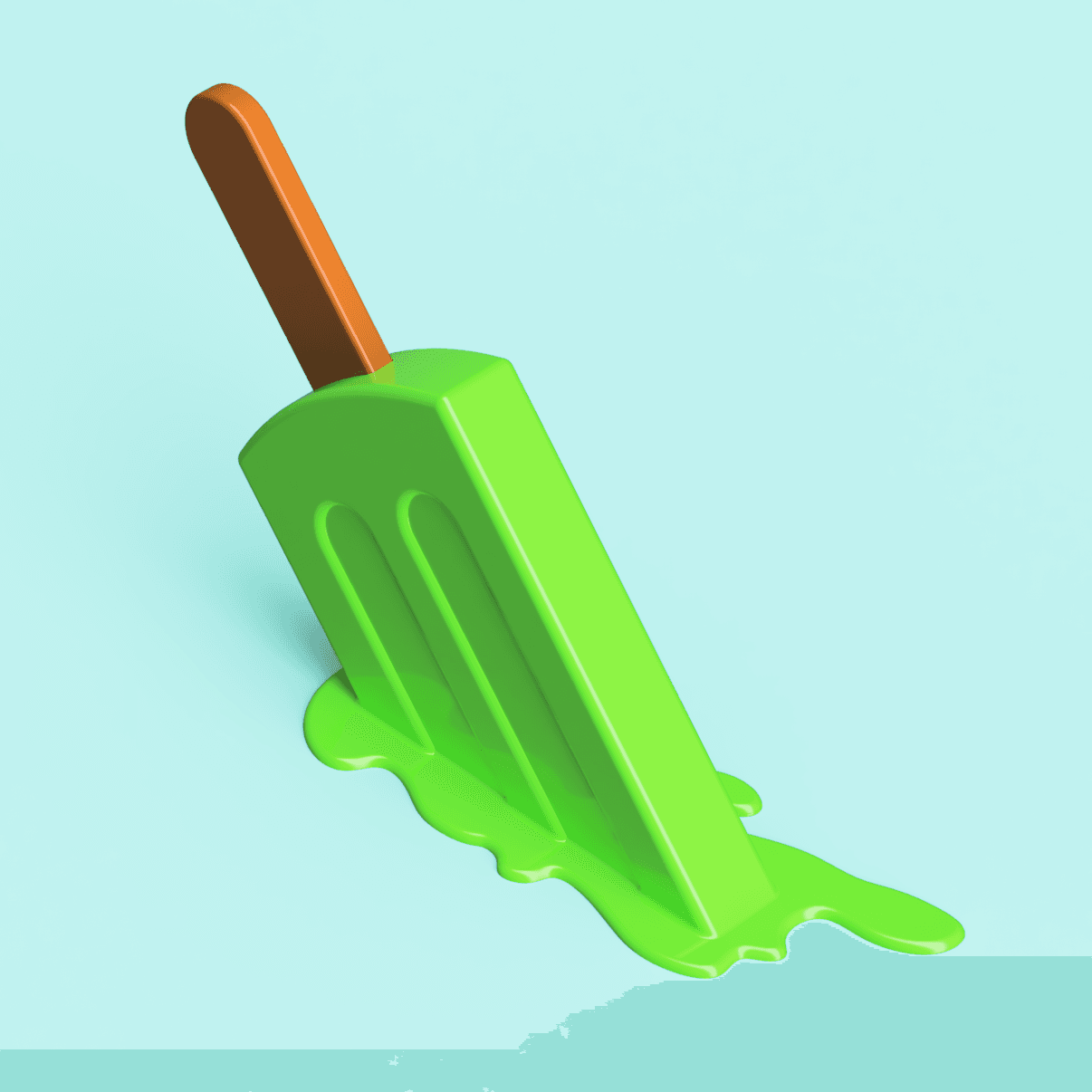 Melted Ice Cream Popsicle 3d model