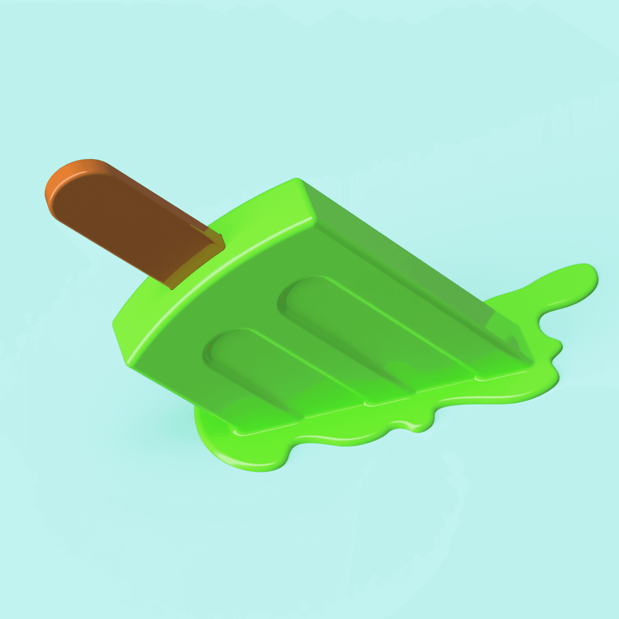 Melted Ice Cream Popsicle 3d model