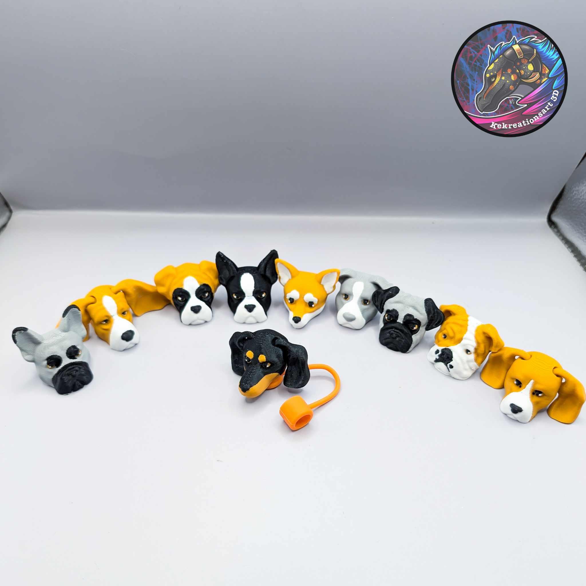  Dog Straw Toppers and Keychains Set 3 3d model