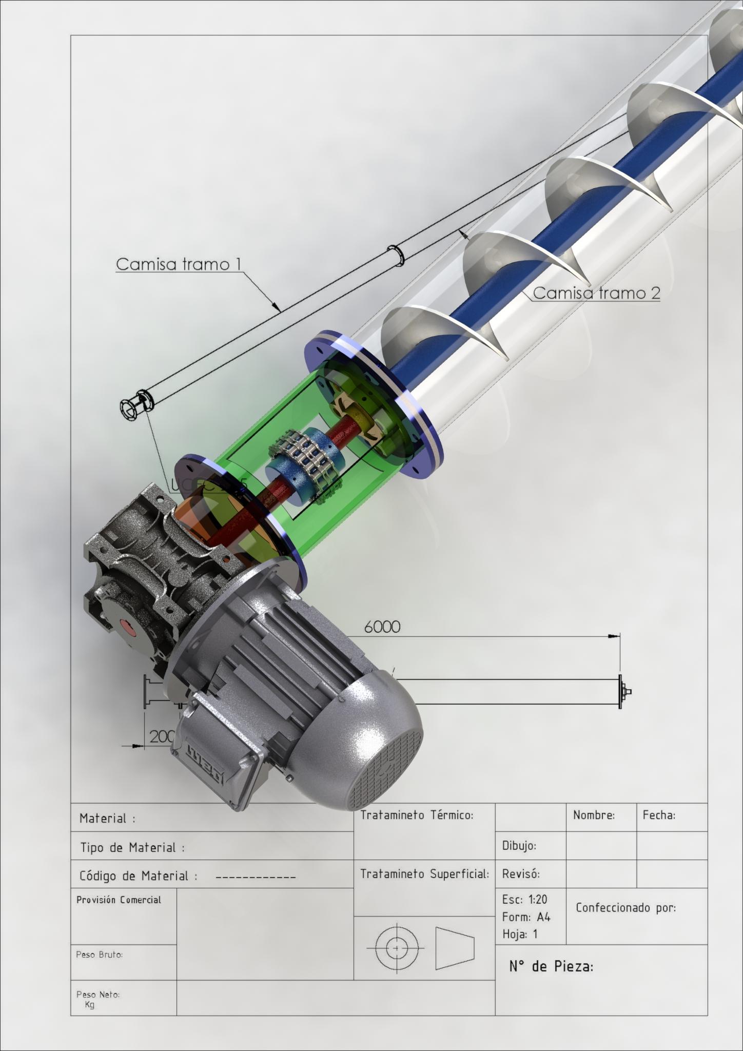 Tubular Screw Conveyor (Transporte Helicoidal con canalón tubular) 3d model