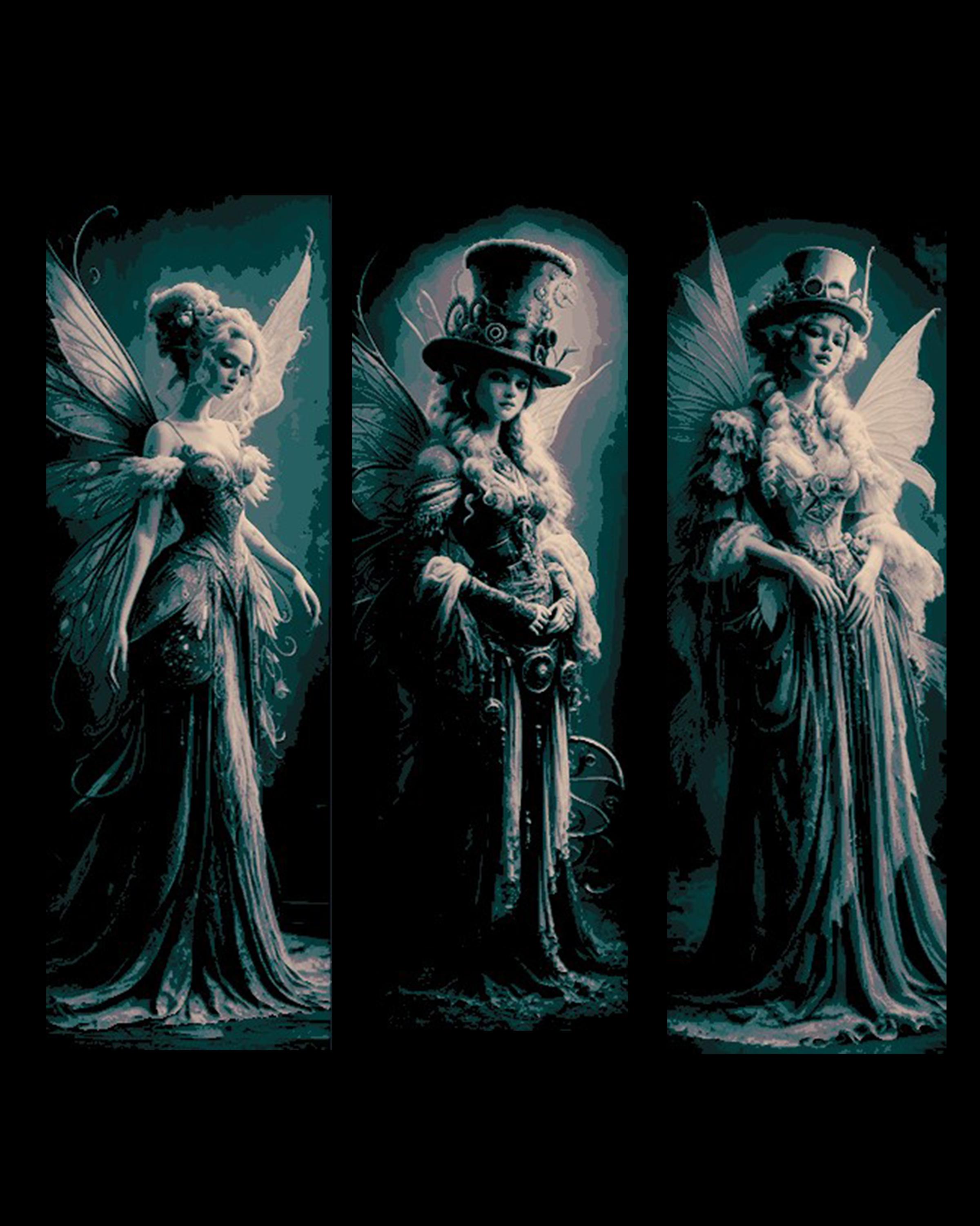 Free for Limited Time - Victorian Steampunk Well Dress Fairies stop for a Portrait -Set of Bookmarks 3d model