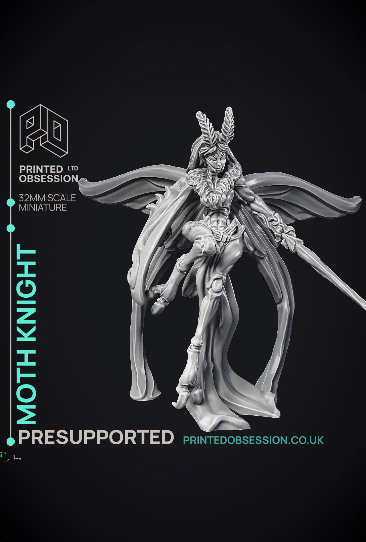 Moth Knight - Medium Fighter - PRESUPPORTED - 32mm Scale  3d model