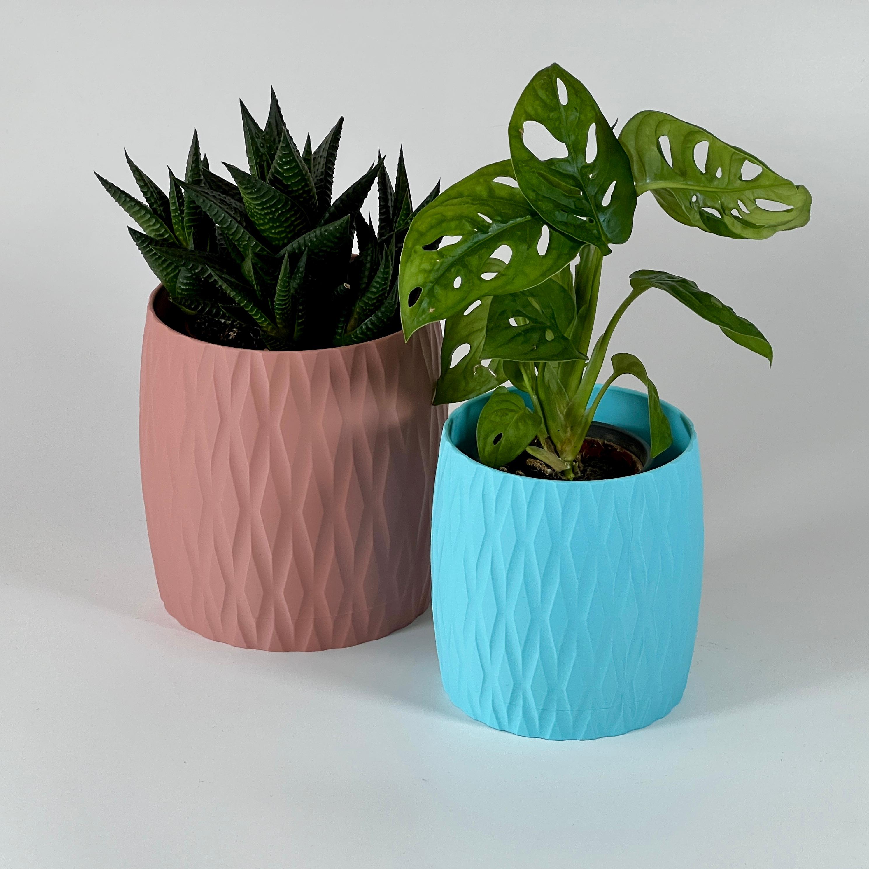 Set of 2 Flower Plats Planter Pot with Drip Tray 3d model