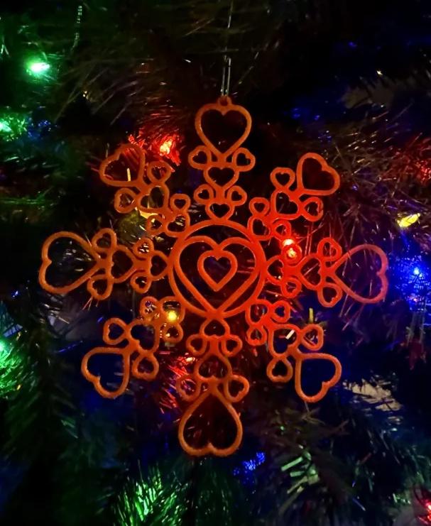 Heart Snowflake Ornament - Oh... Prusa Tree, Oh Prusa Tree... How bright and orange..... - 3d model