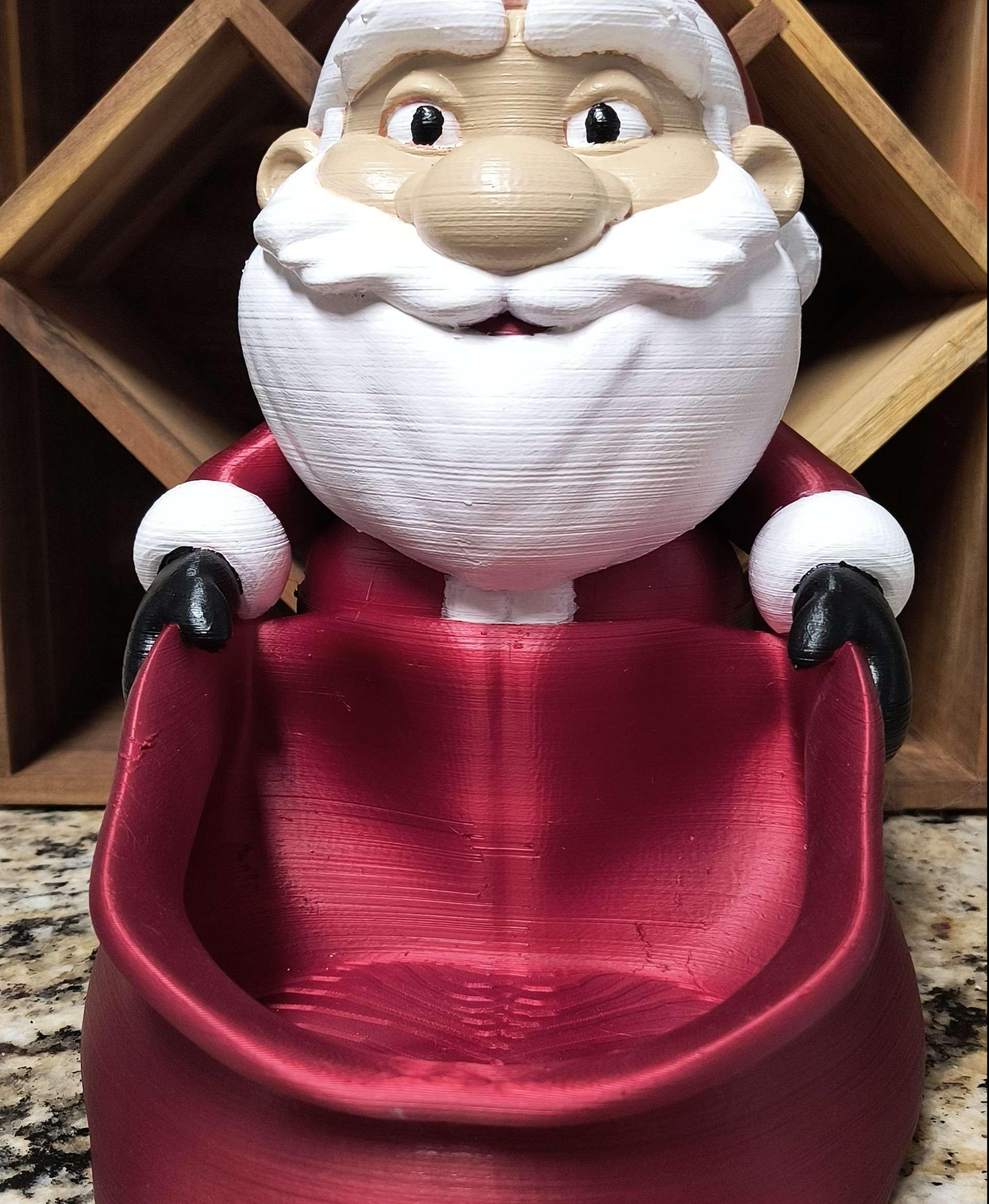 Santa Candy Bag Decoration  - Can't wait to take him to work and fill him up with candies for everyone. He is printed in Polymaker Santa's velvet red and then painted.  - 3d model