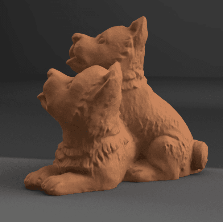 Dogs and keychain 3d model