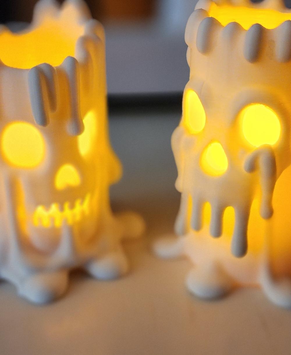 Spooky Melting Skull Candles –  Halloween Decor Tea Light Candles 3d model