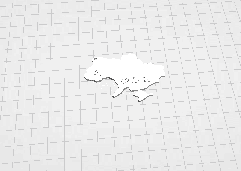 Ukraine map (trident & words) keychain 3d model