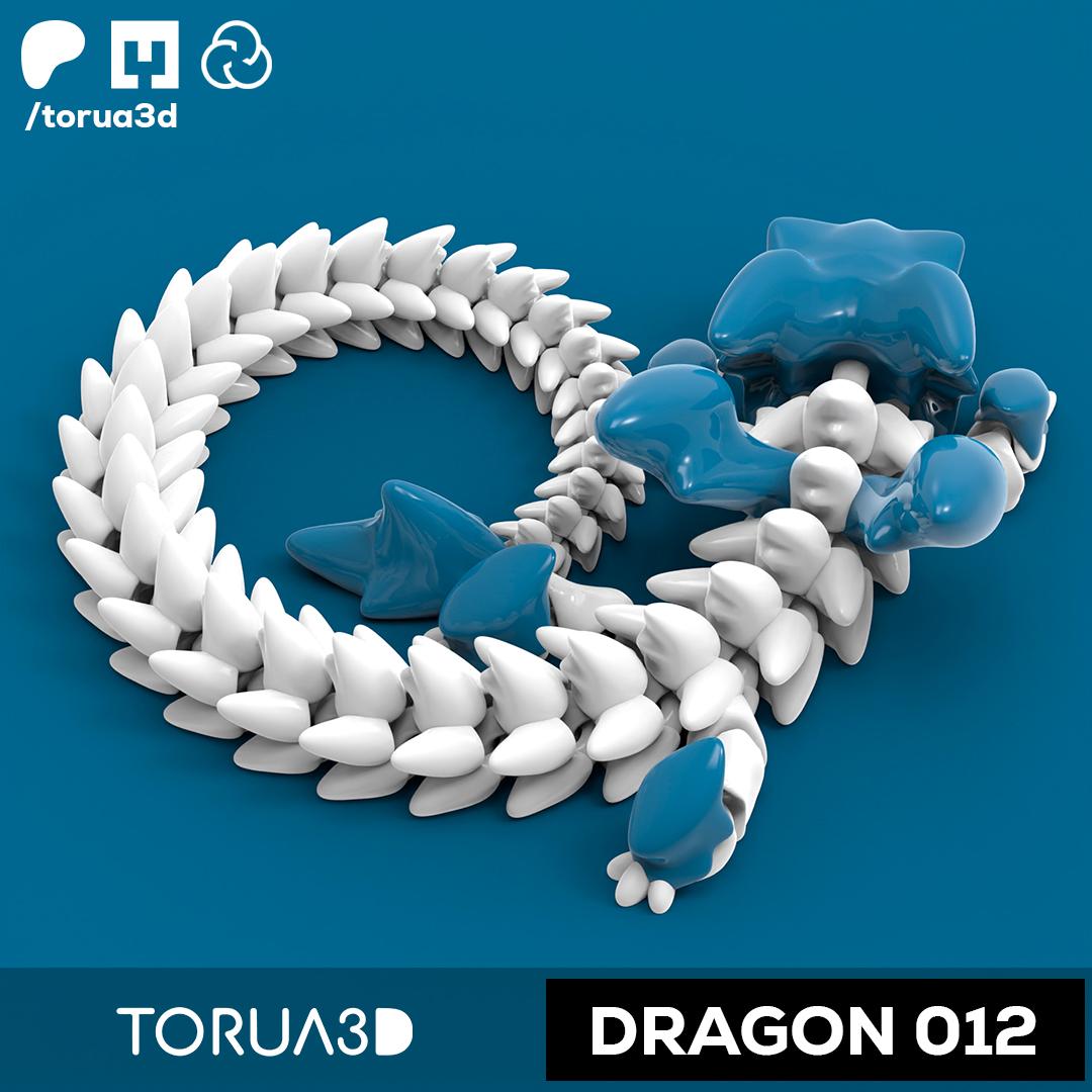 Articulated Dragon 012 - Print in place - No supports - Free - STL 3d model