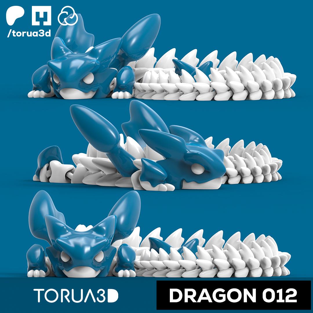 Articulated Dragon 012 - Print in place - No supports - Free - STL 3d model