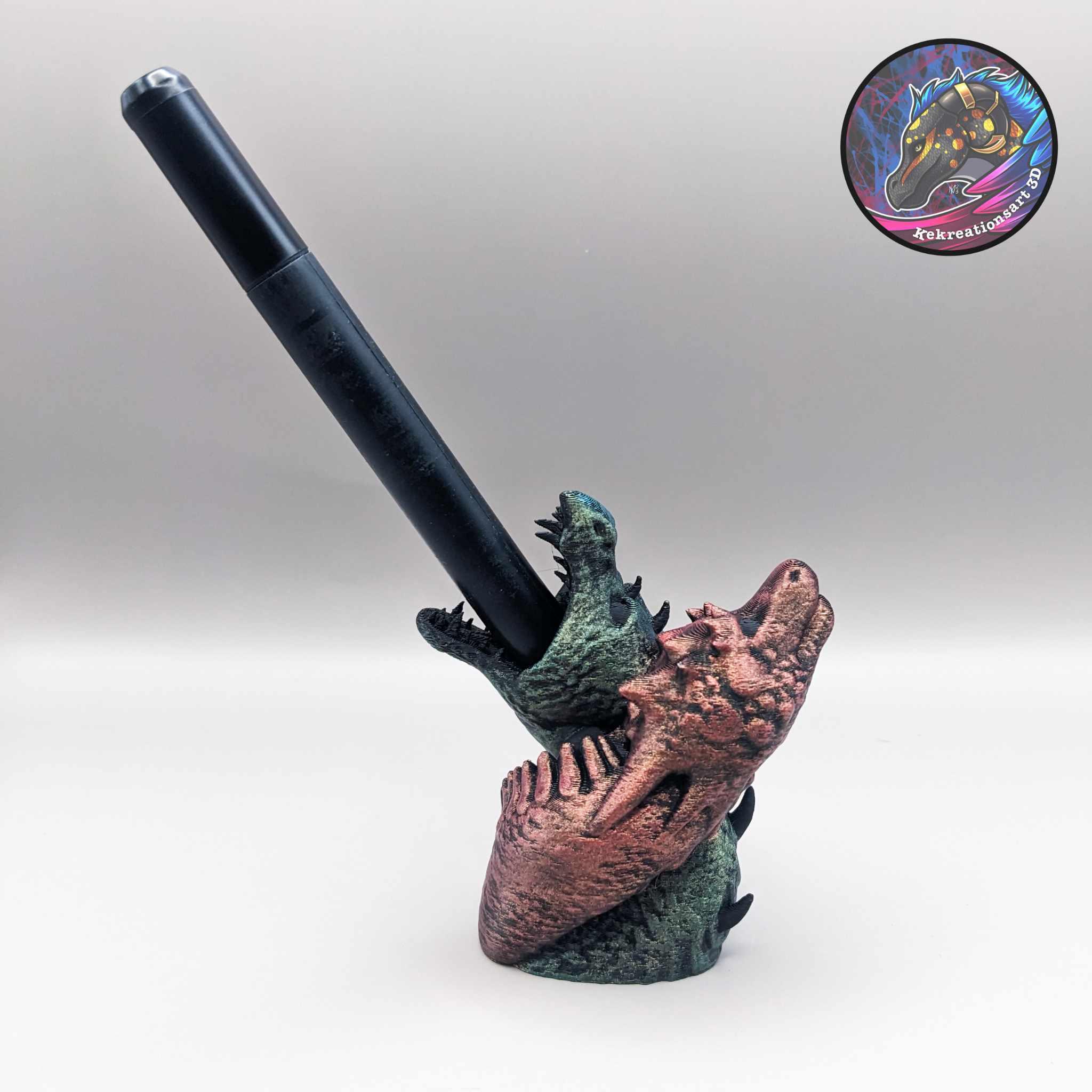 Twin Dragons Pen Holder 3d model