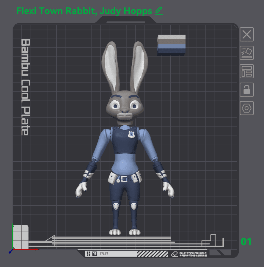 Flexi Print-in-Place Rabbit, Judy Hopps 3d model