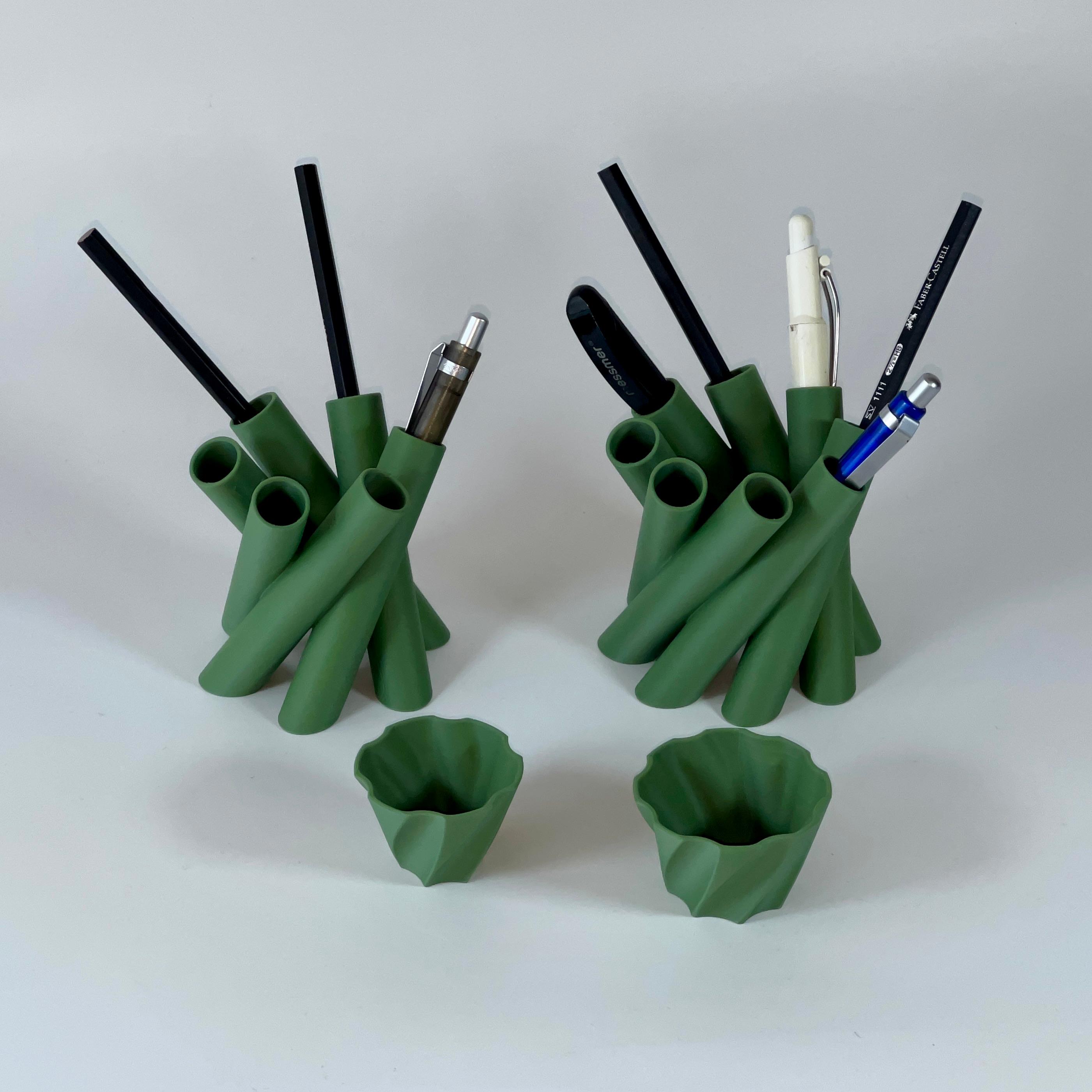 Set of 2 Pencil Cup Holders Desk 3d model