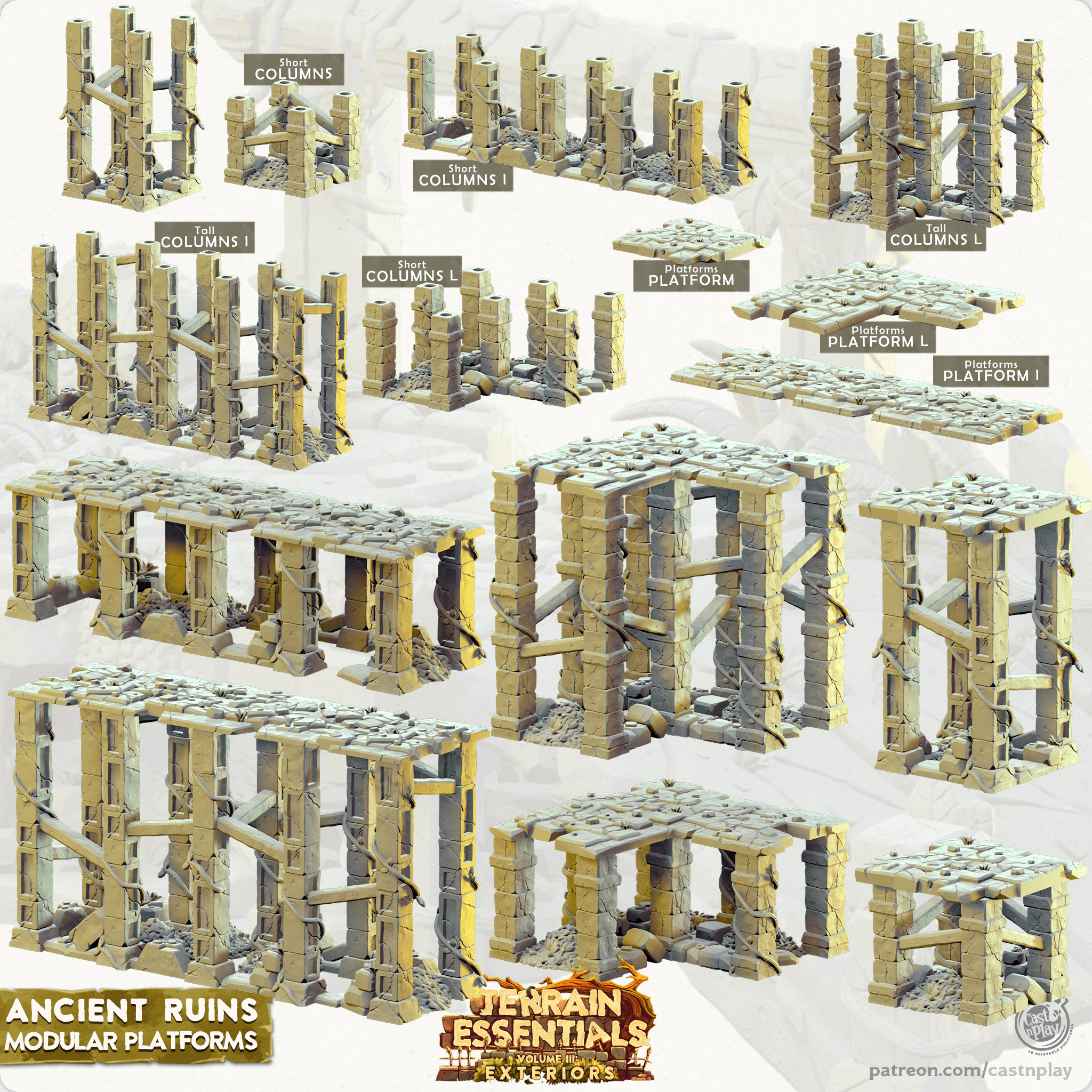 Ancient Ruins Set (Pre-Supported) 3d model