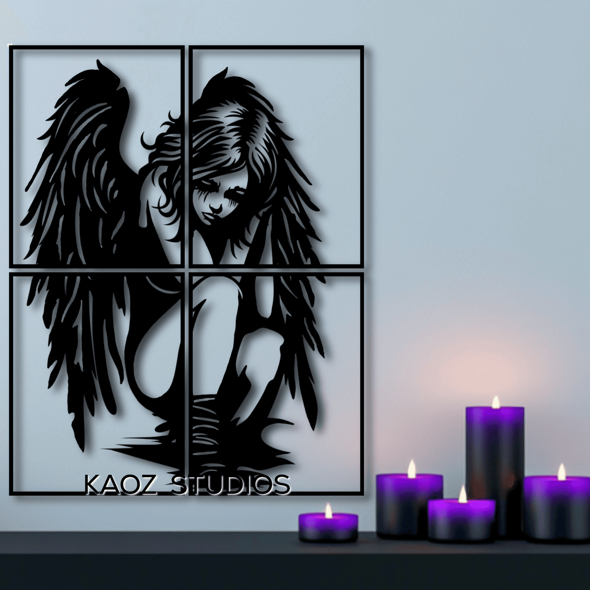 EXTRA LARGE Fallen Angel wall art Gothic Wall Decor Goth Decoration 3d model