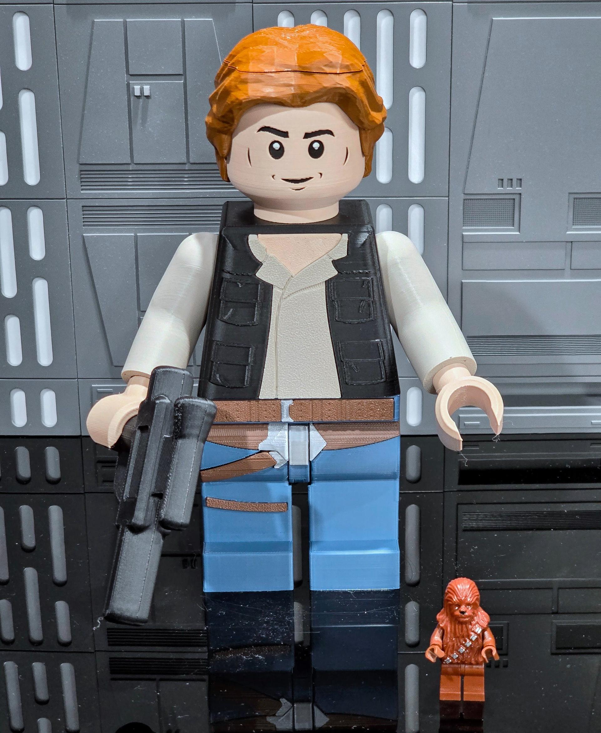 Han Solo (9 inch brick figure, NO MMU/AMS, NO supports, NO glue) - "I know." - 3d model