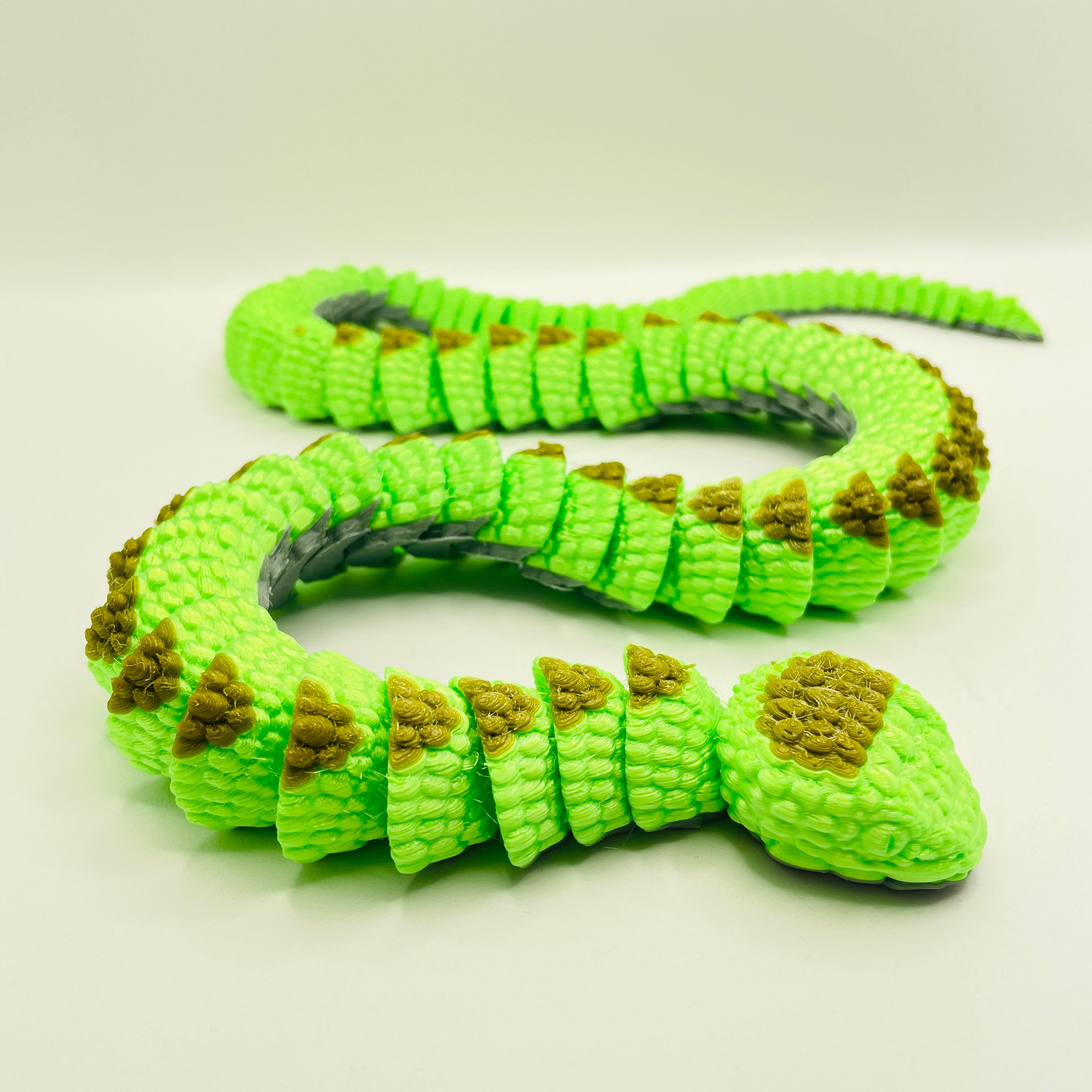 Giant Articulated Viper Snake 95cm / 37,4Inch - Flexi - Print in Place - No Supports 3d model