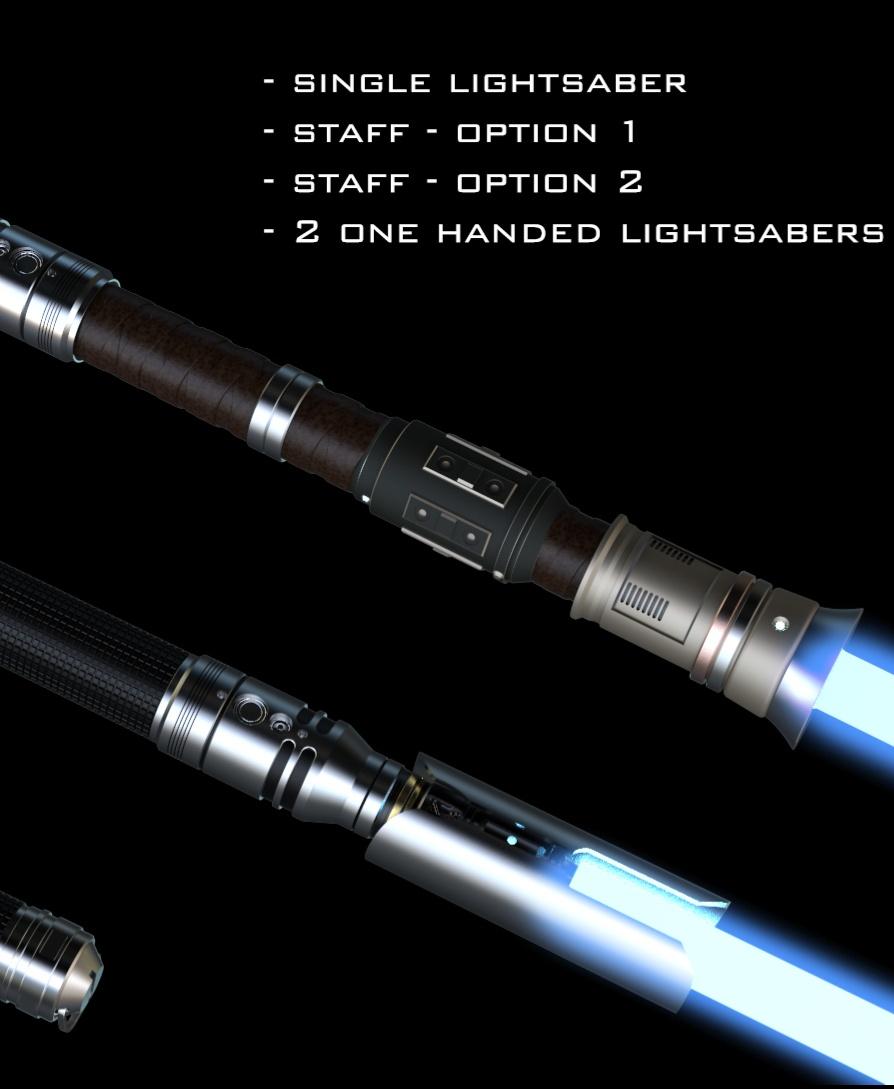Cal Kestis functional lightsaber with stand 3d model