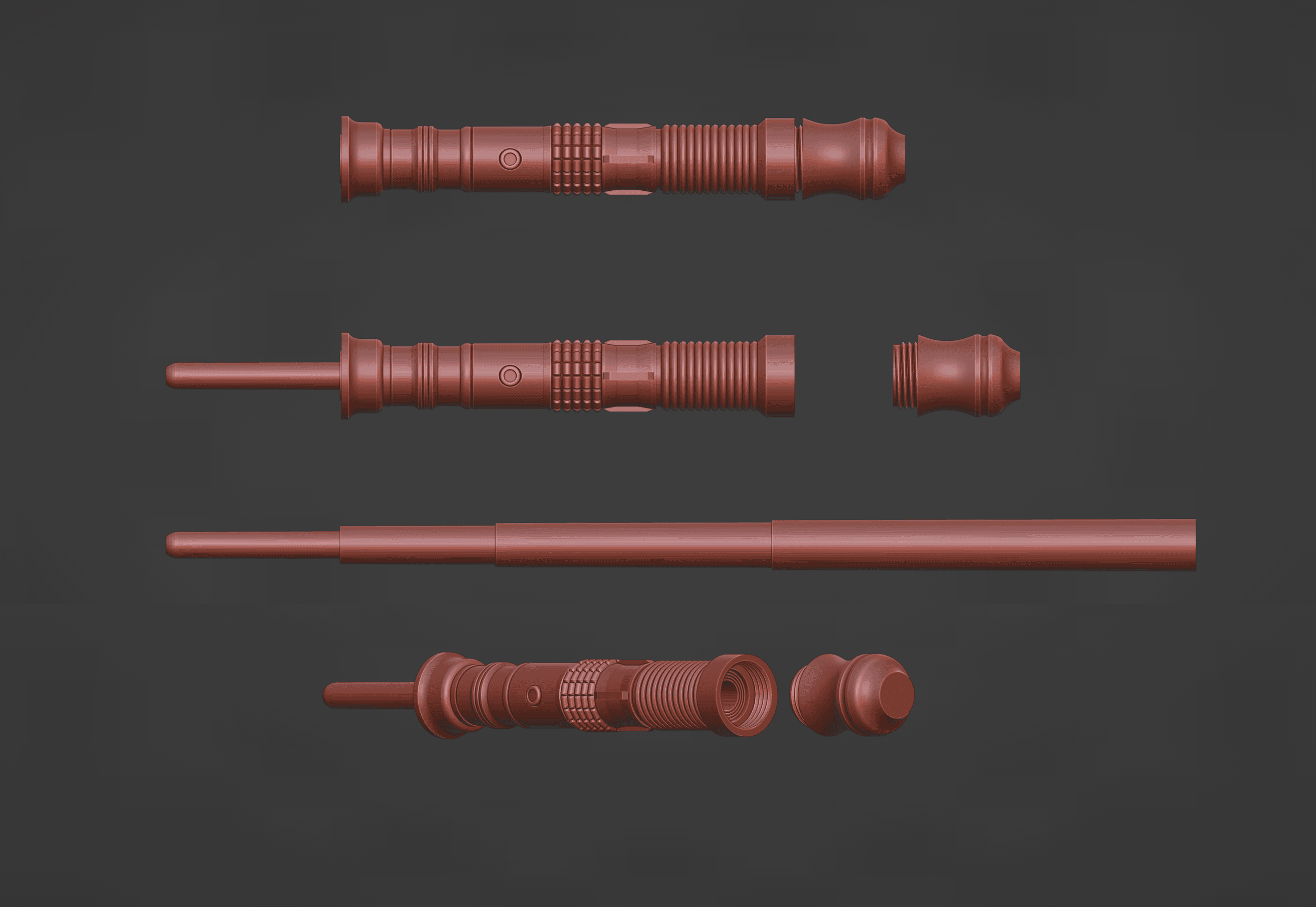 Print in Place Collapsing Jedi Lightsaber Concept 1 3d model