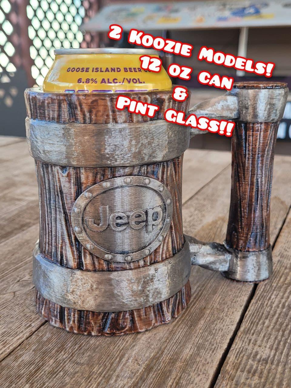 Wood Jeep Beer Koozie Set 3d model