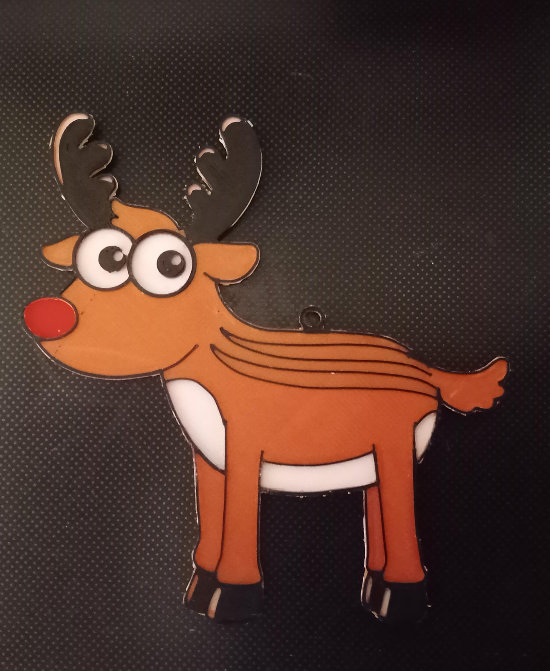 Rudolf Reindeer Christmas Ornament - multiprts - Heb deze gemaakt met mijn ender 3 pro met laag hoogte 0.12, 4 lagen per kleur en infil 100% - 3d model